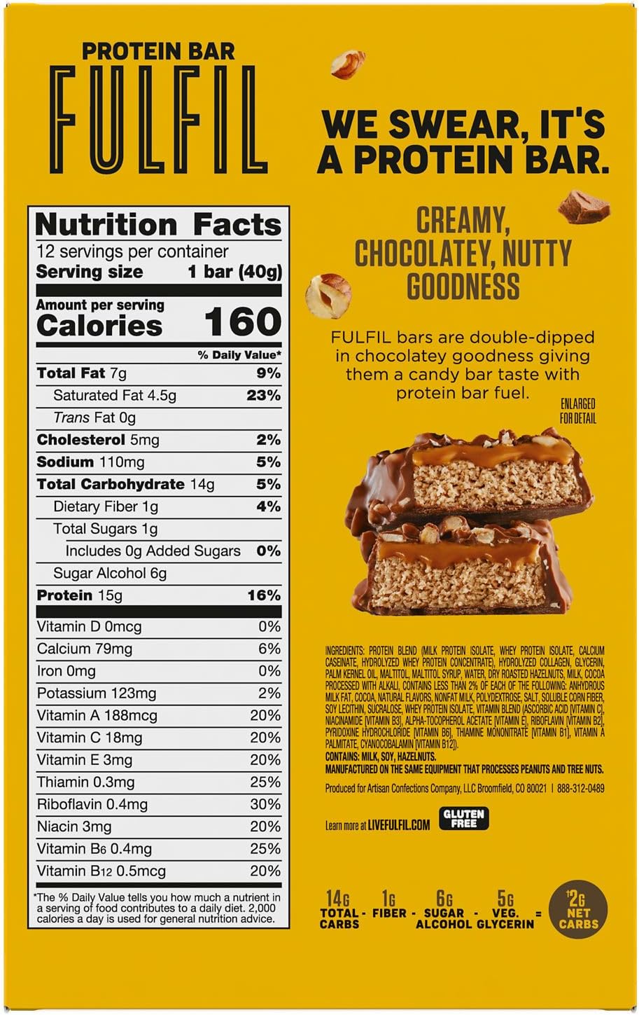 FULFIL Protein Snack Bars, Best Sellers Variety Pack,15g Protein, Pantry Staples, 12 Count - Image 8