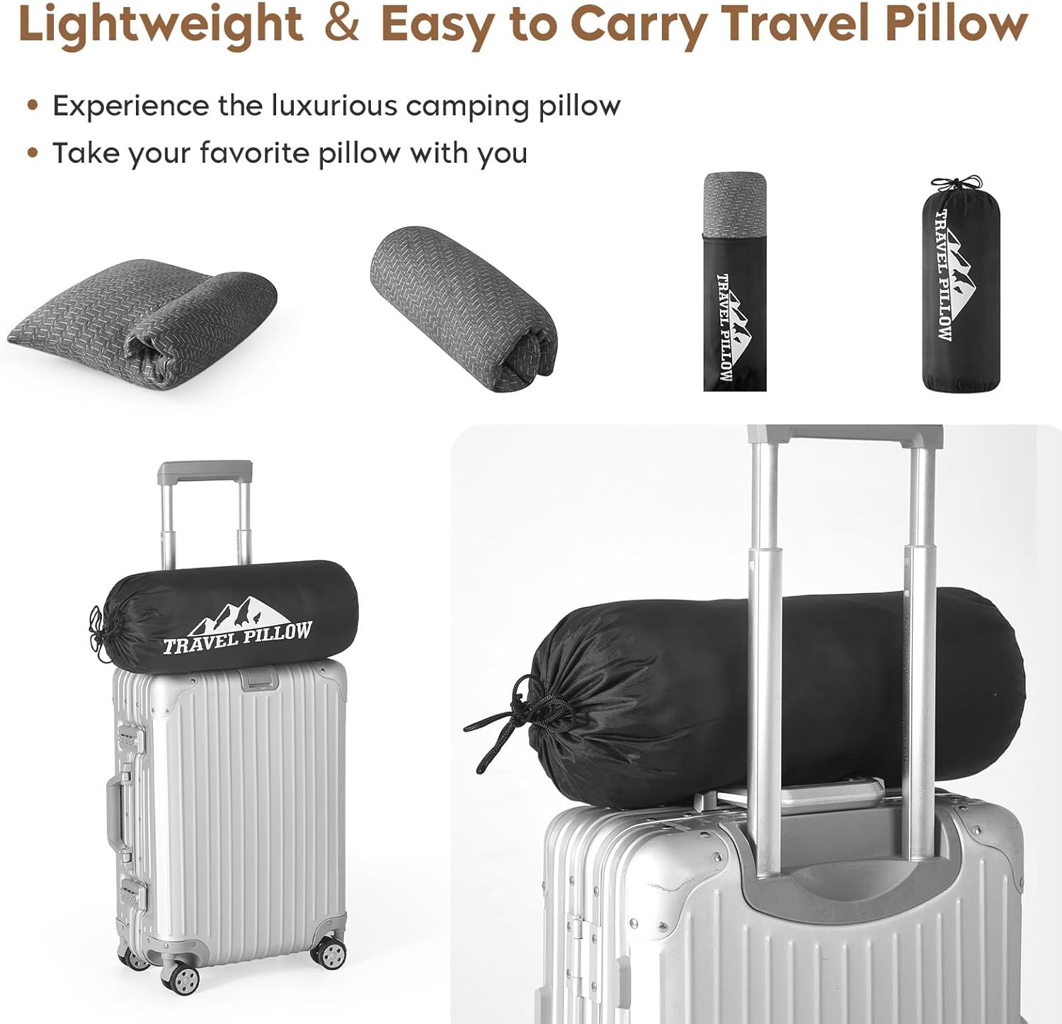 Small Shredded Memory Foam Pillow, Camping Pillow Travel Pillow - Compressible Medium Firm, Breathable Cover, Ideal Backpacking Hiking, Airplane and Car - Image 7