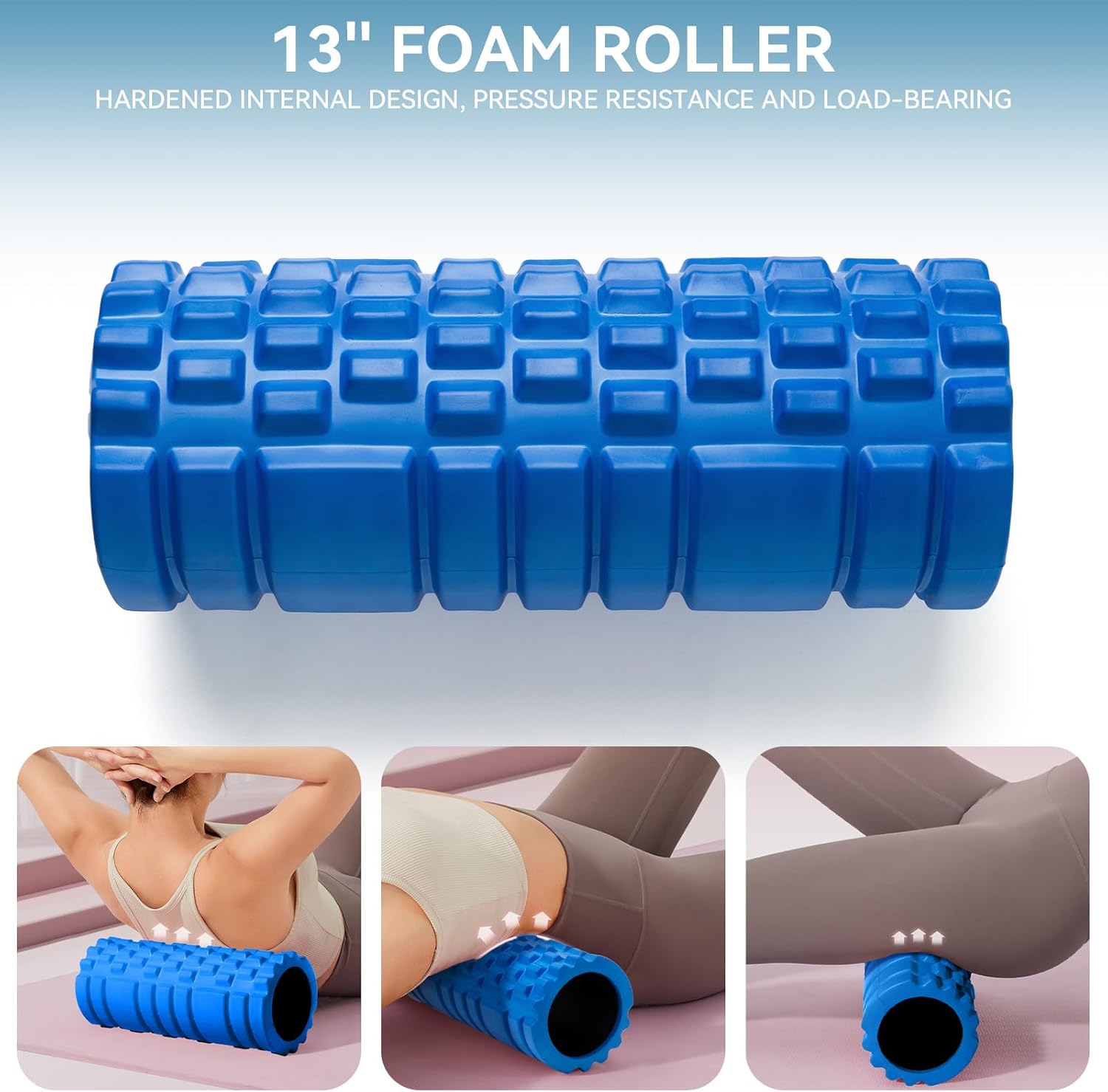 5 in 1 Foam Roller Set for Deep Tissue Muscle Massage, High Density Trigger Point Fitness Patented Exercise Foam Roller, Massage Roller, Massage Ball, Resistance Band, for Whole Body - Image 3