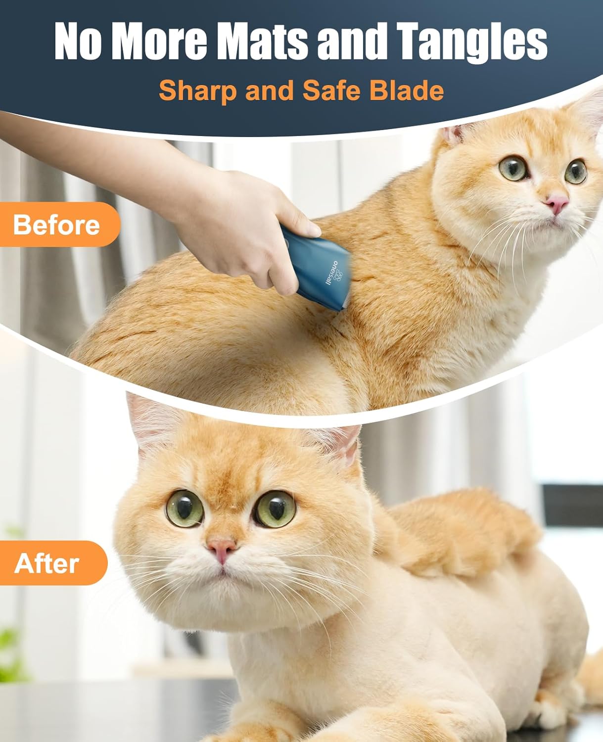 oneisall Pet Clipper for Cat Matted Hair, Pet Shaver for Cats Quiet Pet Hair Clippers Cordless Cat Clippers for Matted Hair Cat Clippers for Long Hair(Standard Blade) - Image 4