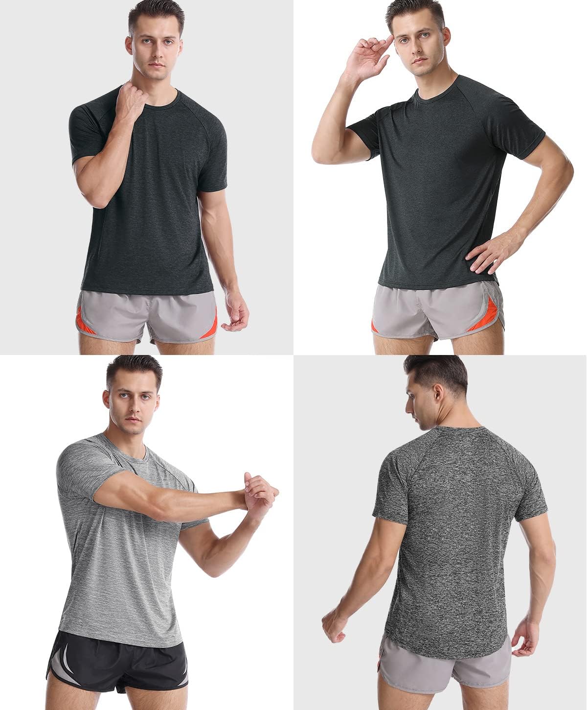 Mens Quick Dry Fit Athletic Workout Gym Running Tshirt Active Tee for Men Activewear Sport Fitness Moisture Wicking Shirt - Image 3