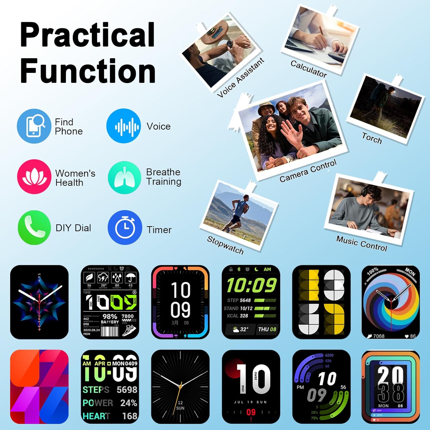 Smart Watch(Answer/Make Call), 1.91" Smartwatch for Men Women, NEW Fitness Watch with 110+ Sport Modes, Fitness Activity Tracke with Pedometer/Sleep Monitor/Heart Rate/IP68 Waterproof, for Android iOS - Image 7