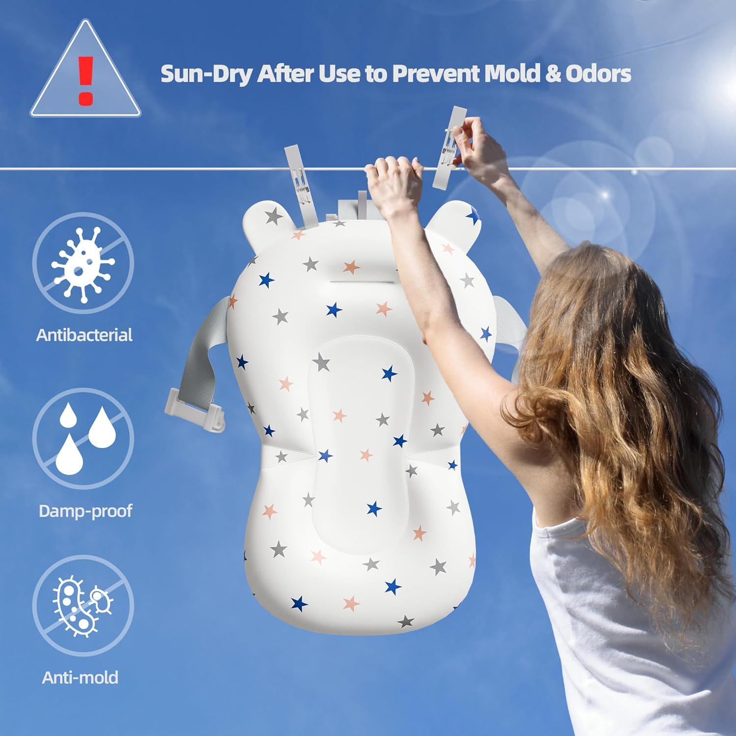 Collapsible Baby Bathtub,Baby Bath Tub with Soft Cushion & Thermometer,Baby Bathtub Newborn to Toddler 0-36 Months,Portable Travel Baby Tub,Gray - Image 8