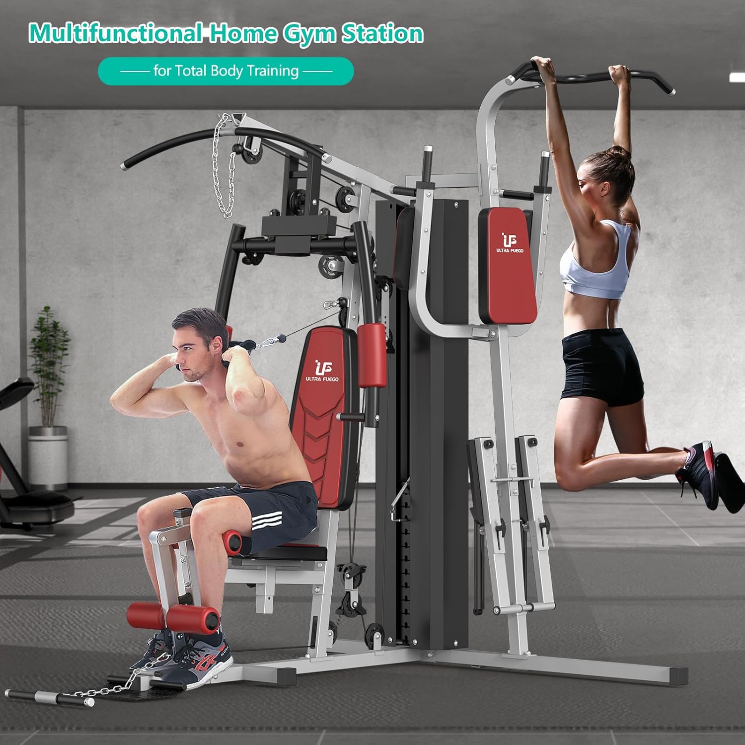 Multifunctional Home Gym Equipment Workout Station with Pulley System, Arm, and Leg Developer for Full Body Training - Image 5