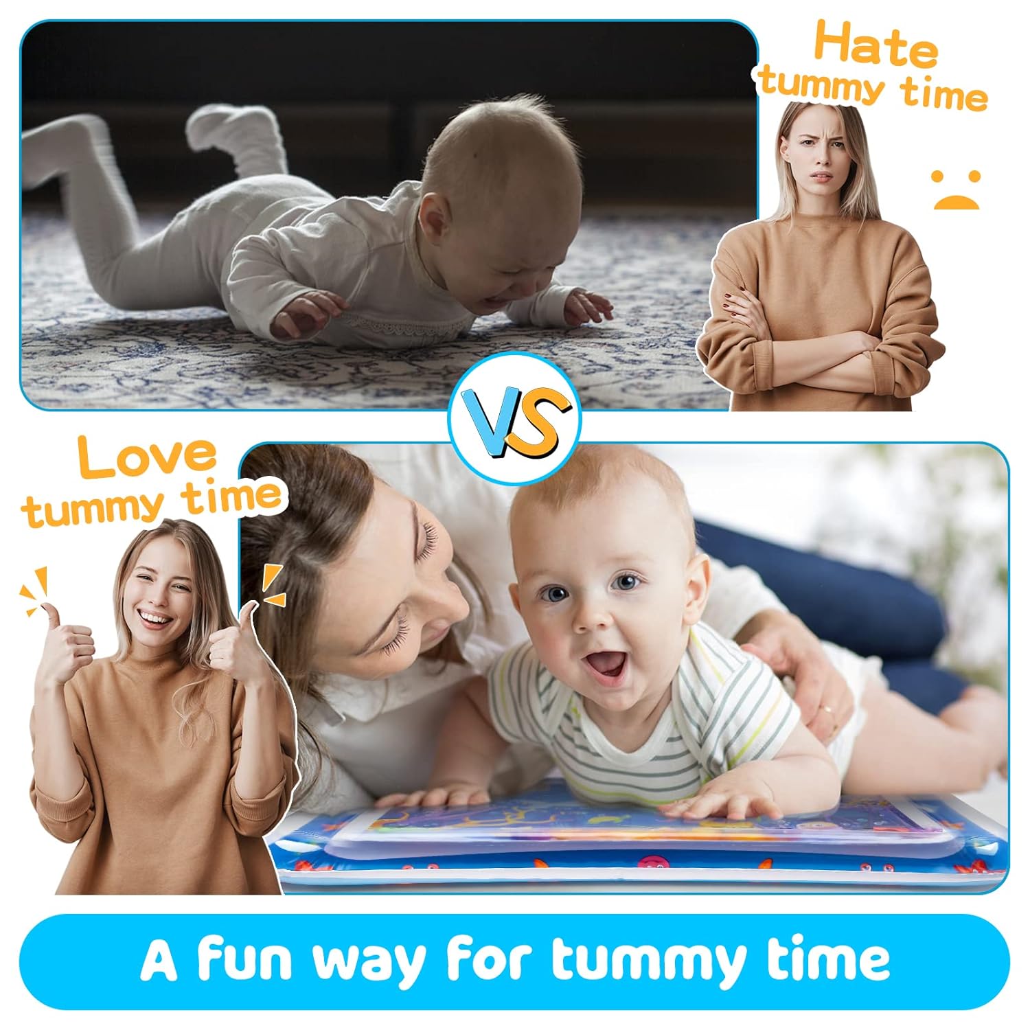 Tummy Time Water Mat丨Inflatable Tummy Time Water Play Mat for Babies, Infants and Toddlers 3 to 12 Months Promote Development Toys Baby Gifts - Image 3