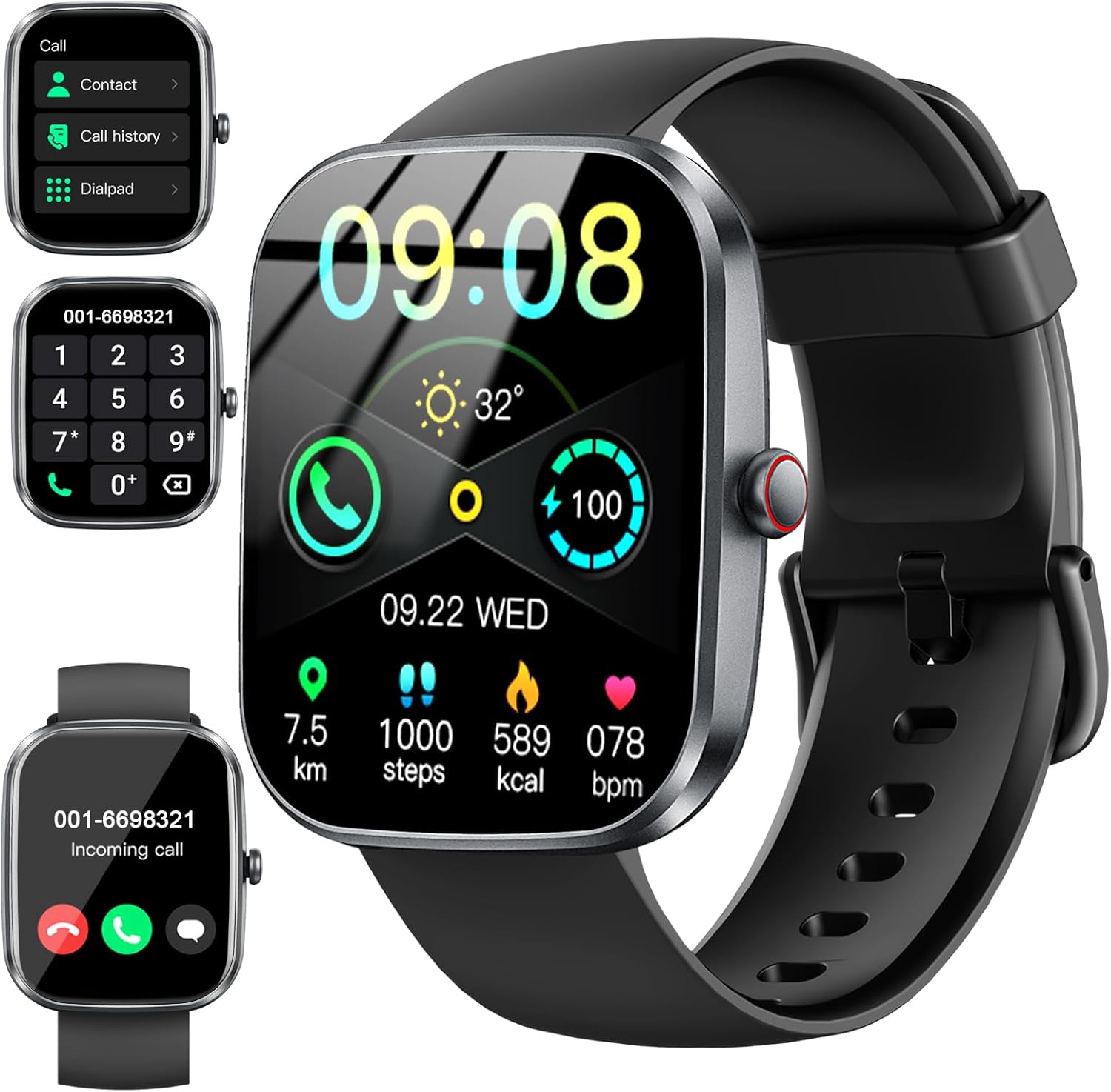 Smart Watch(Answer/Make Call), 1.91" Smartwatch for Men Women, NEW Fitness Watch with 110+ Sport Modes, Fitness Activity Tracke with Pedometer/Sleep Monitor/Heart Rate/IP68 Waterproof, for Android iOS - Image 2