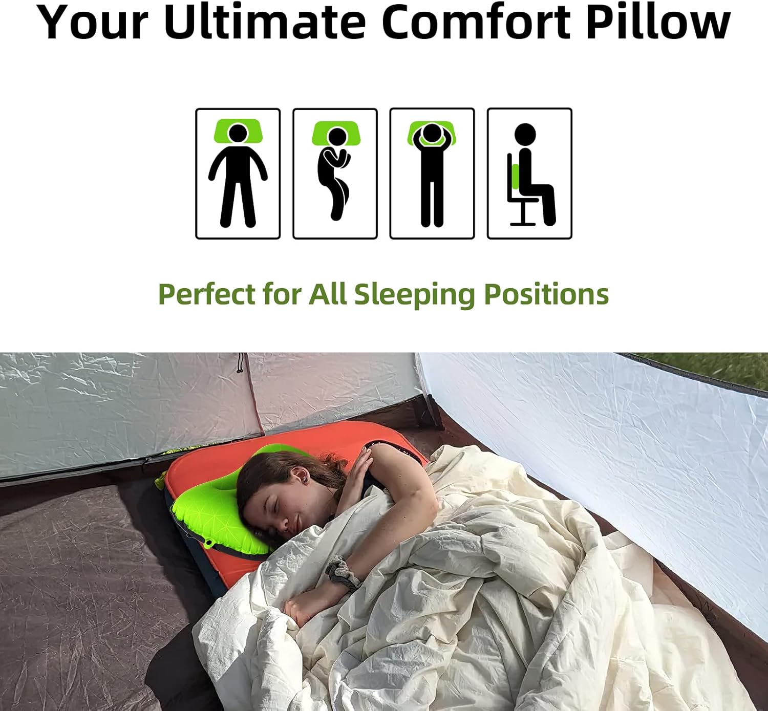 Camping Pillow - Inflatable Pillow - Travel Pillows for Backpacking & Airplane, Lumbar Support 2.0 Blow Up Pillow, Ultralight Compressible, Comfortable, Ergonomic Pillows - Image 7