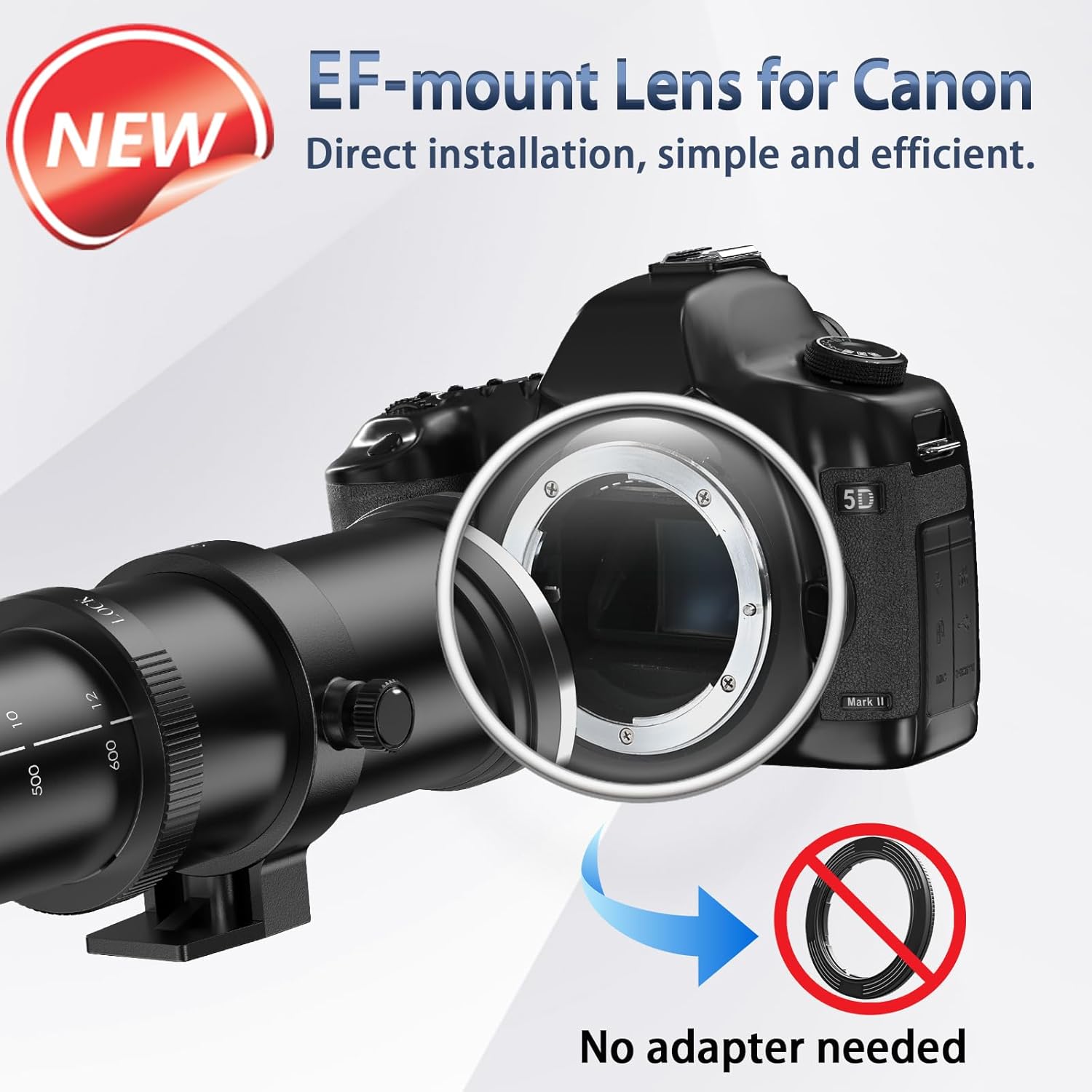 Lightdow EF 420-800mm F8.3 Telephoto Zoom Lens - Manual Focus DSLR Cameras Lens for Canon EOS Rebel T Series T8i/T7i/T7/T6/T3i/T2i/4000D/850D/SL3/SL2/6D Mark II/5D Mark IV/90D/80D/77D(Black) - Image 3