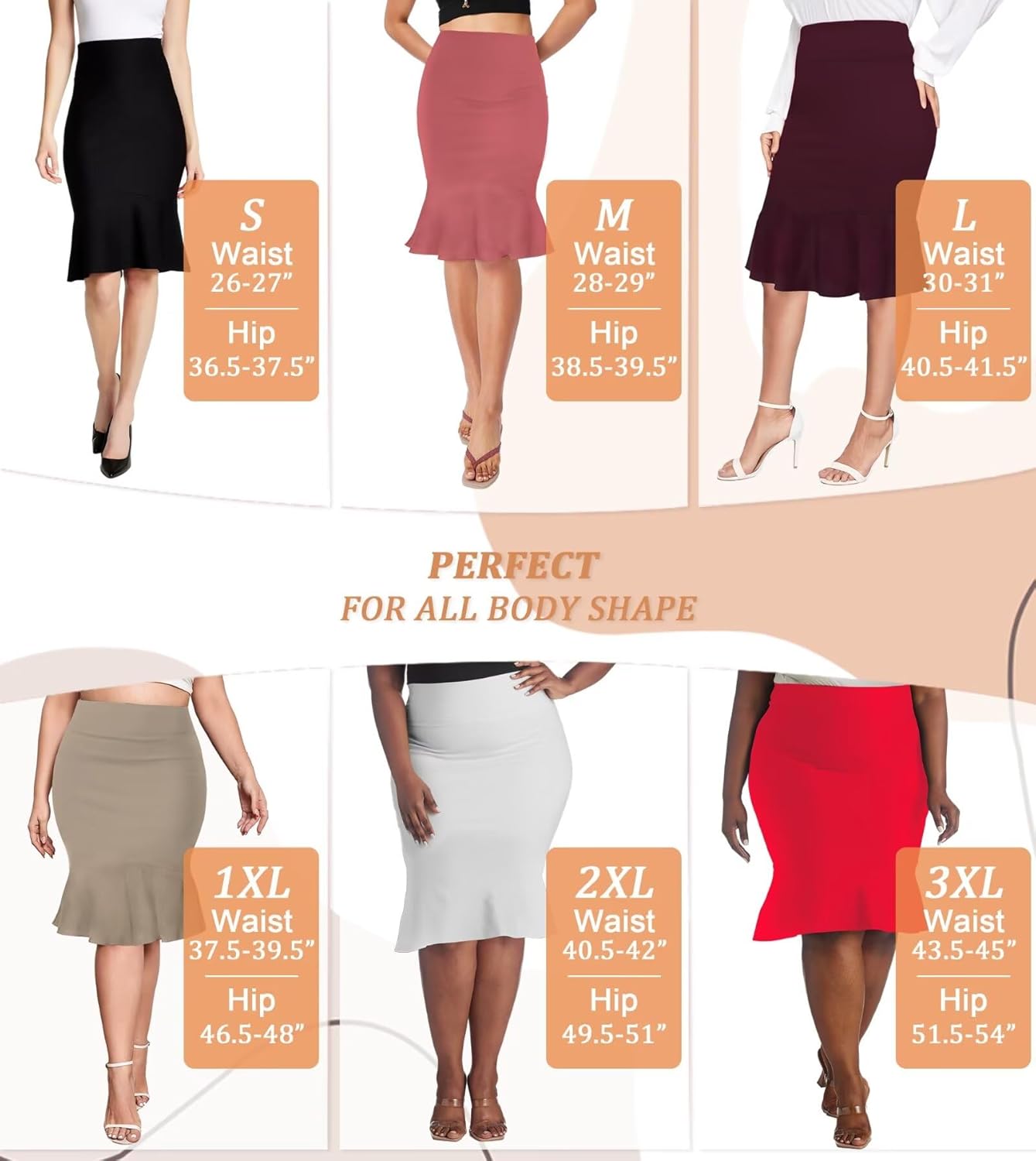 Hybrid & Company Womens Premium Nylon Ponte Stretch Office Fishtail Pencil Skirt High Waist Made in The USA Below Knee - Image 5