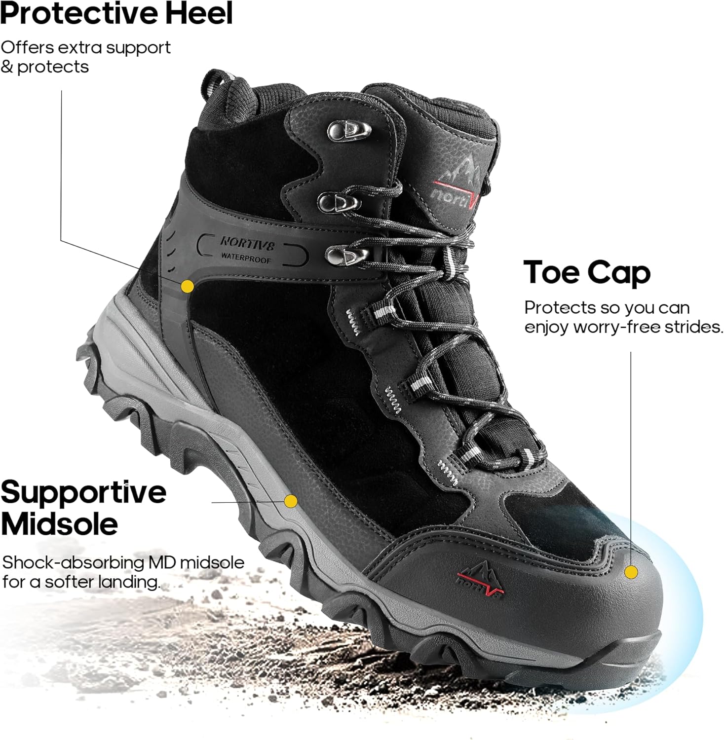 NORTIV 8 Men's Waterproof Hiking Boots Outdoor Mid Trekking Lightweight Mountaineering Shoes Paladin - Image 7