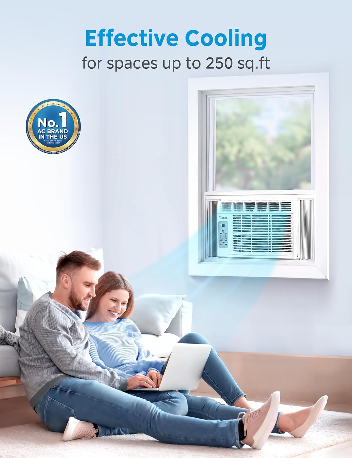 Midea MAW06R1CWT EasyCool 6,000 BTU Window Air Conditioner, Fan-Cools, Circulates and Dehumidifies up to 250 Sq Ft, Reusable Filter, LCD Remote Control, White - Image 4