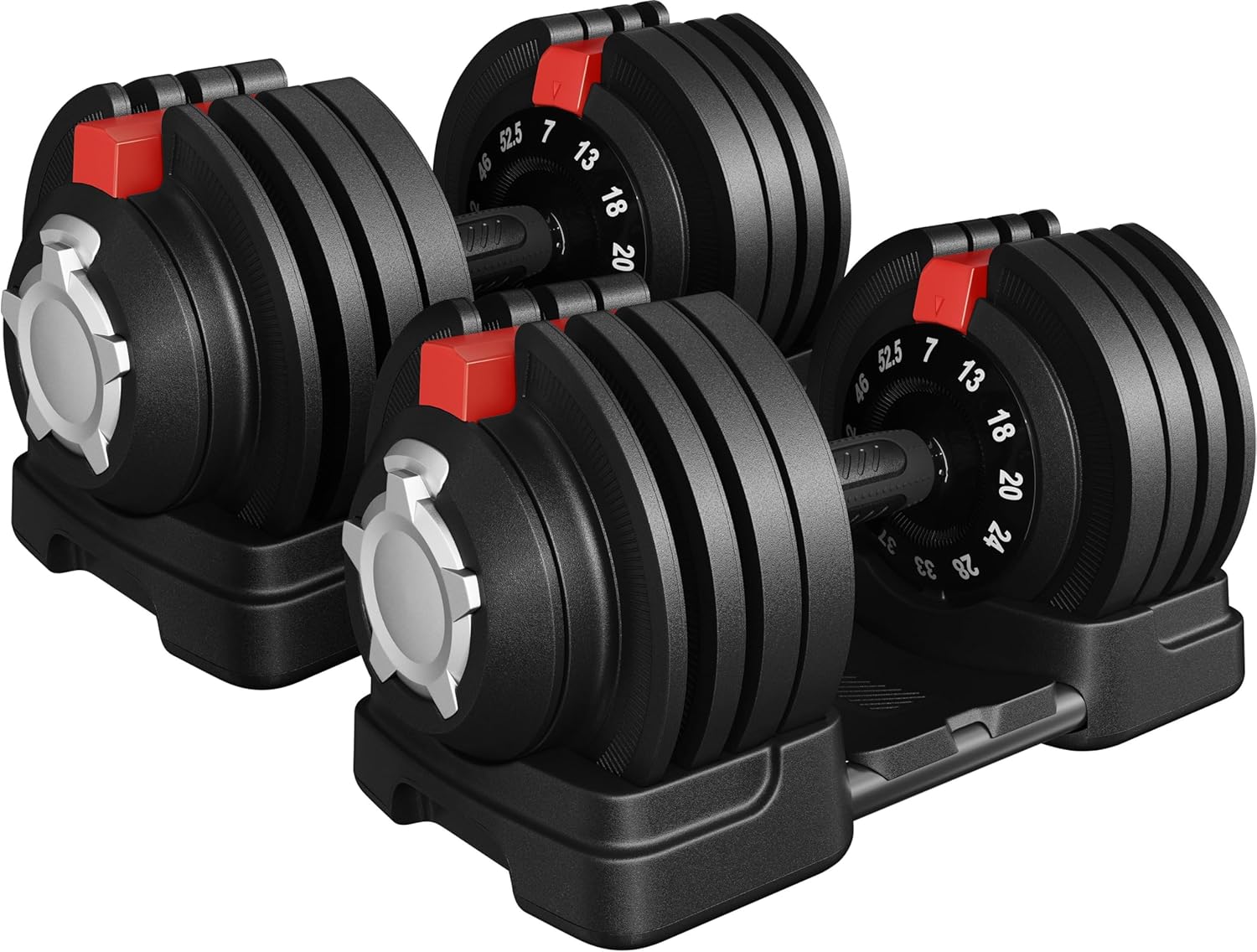 Yaheetech Adjustable Dumbbell Set 28/40/52.5/90LBS Adjustable Dumbbells Fast Adjust Dumbbell Weight Set with Anti-Slip Handle and Tray for Men/Women Home Gym Strength Training Equipment Single/Pair - Image 2