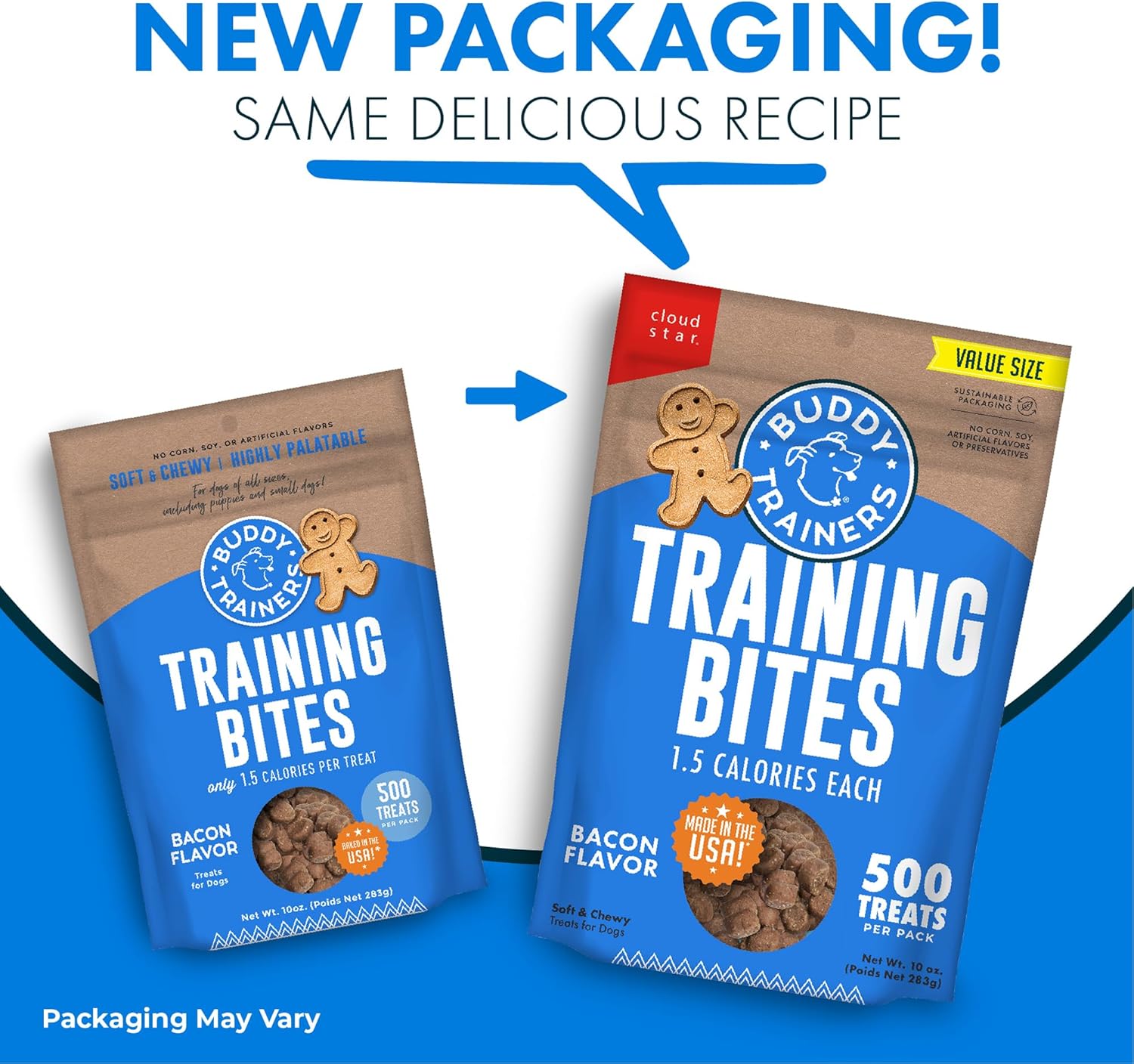 Buddy Biscuits Trainers 10 oz. Pouch of Training Bites Soft & Chewy Dog Treats Made with Bacon Flavor - Image 3