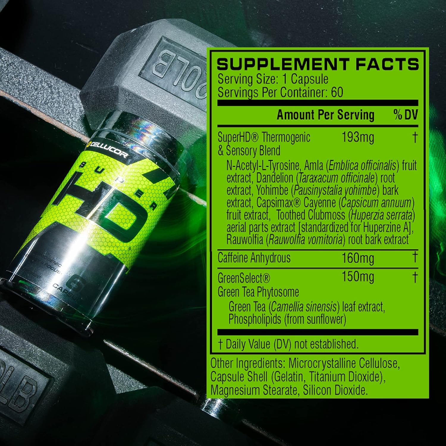 Cellucor SuperHD Thermogenic Fat Burner Weight Loss Supplement, Appetite Suppressant, & Energy Booster Capsimax, Green Tea Extract, 160mg Caffeine & More 60 Capsules (Packaging May Vary) - Image 8
