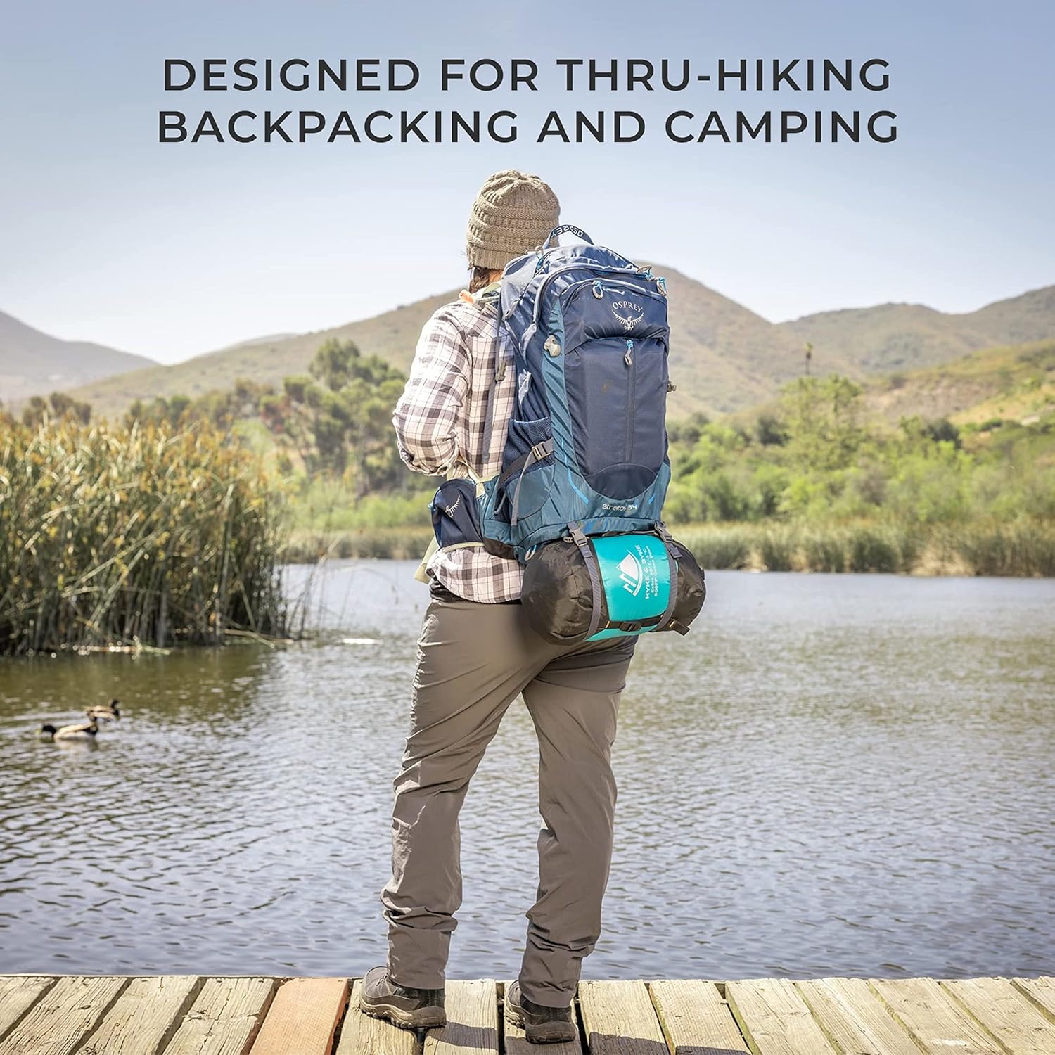 Hyke & Byke Eolus 15 F Hiking & Backpacking Sleeping Bag - 3 Season, 800FP Goose Down Sleeping Bag - Ultralight - Black/Clementine - 78in - Regular - Image 6