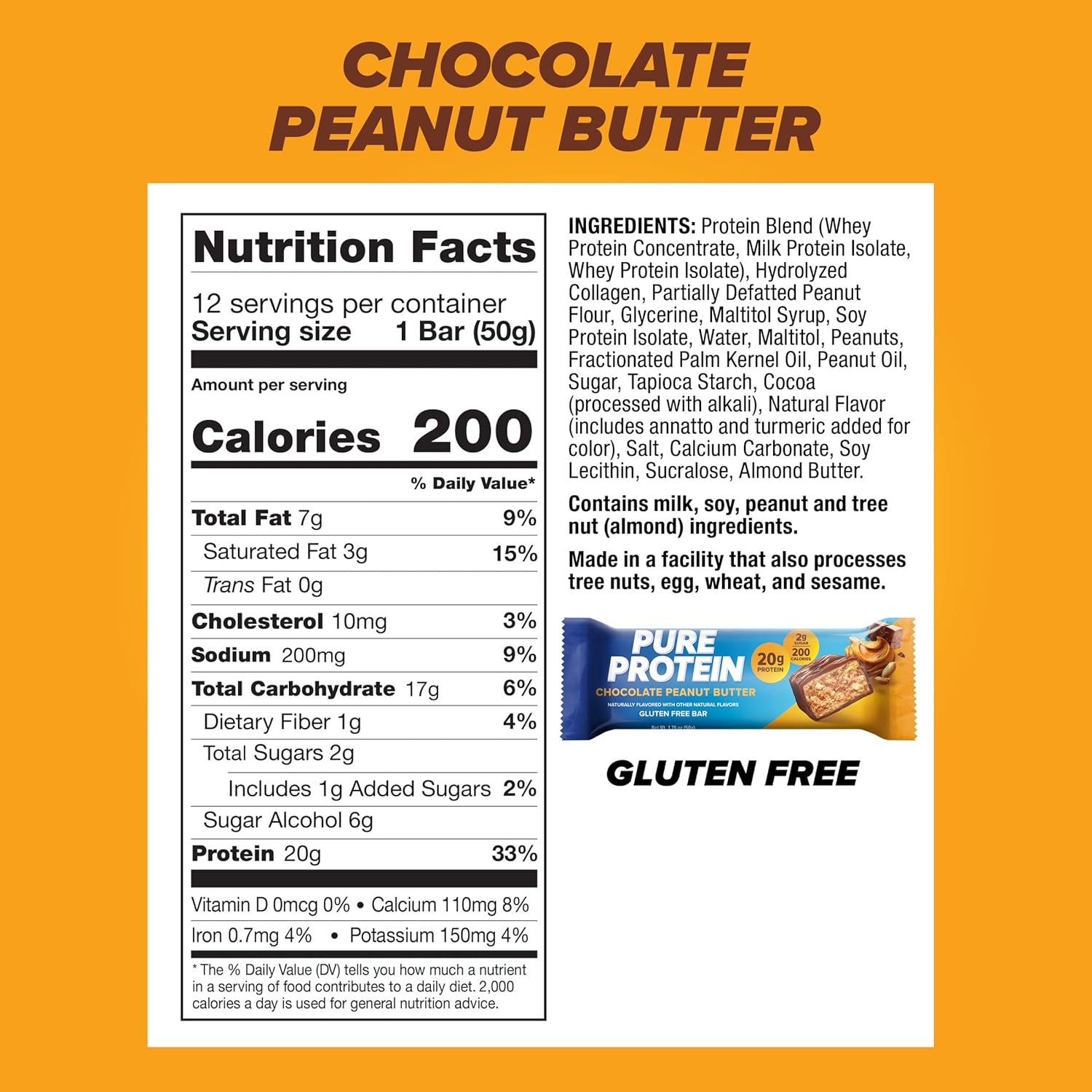 Pure Protein Bars, High Protein, Nutritious Snacks to Support Energy, Low Sugar, Gluten Free, Chocolate Peanut Butter, 1.76oz, 12 Count (Packaging May Vary) - Image 4