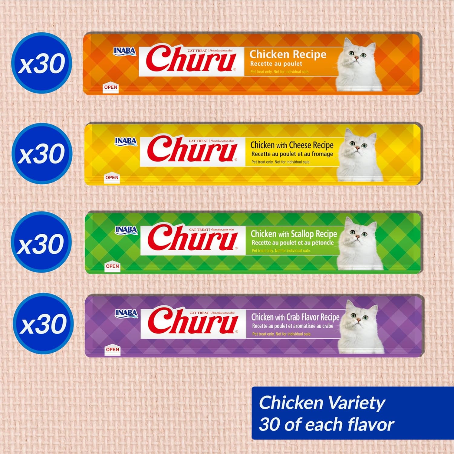 INABA Churu Cat Treats, Lickable, Squeezable Creamy Purée with Vitamin E, 0.5 Ounces per Tube, 120 Tubes Total, Chicken Variety - Image 4