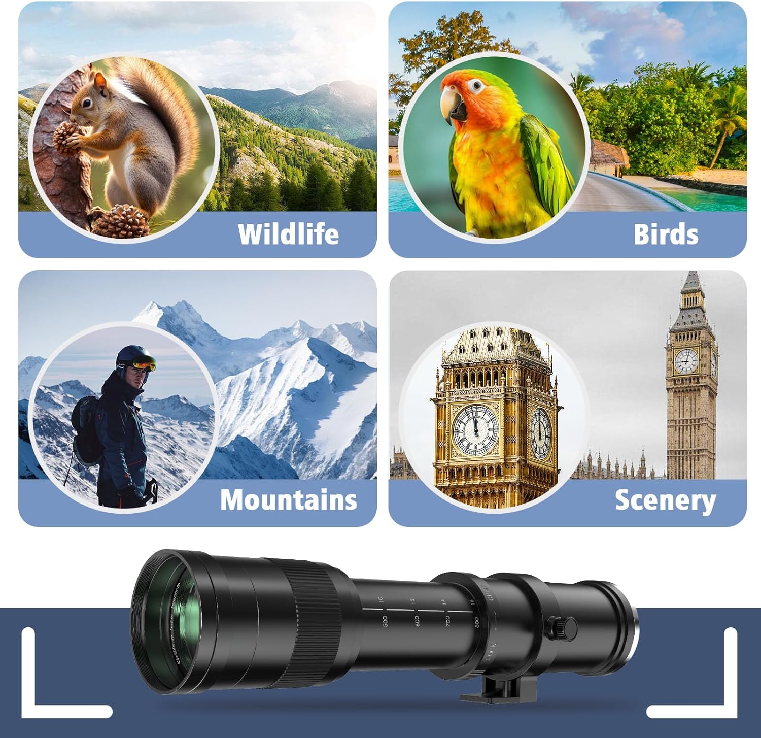 Lightdow EF 420-800mm F8.3 Telephoto Zoom Lens - Manual Focus DSLR Cameras Lens for Canon EOS Rebel T Series T8i/T7i/T7/T6/T3i/T2i/4000D/850D/SL3/SL2/6D Mark II/5D Mark IV/90D/80D/77D(Black) - Image 8