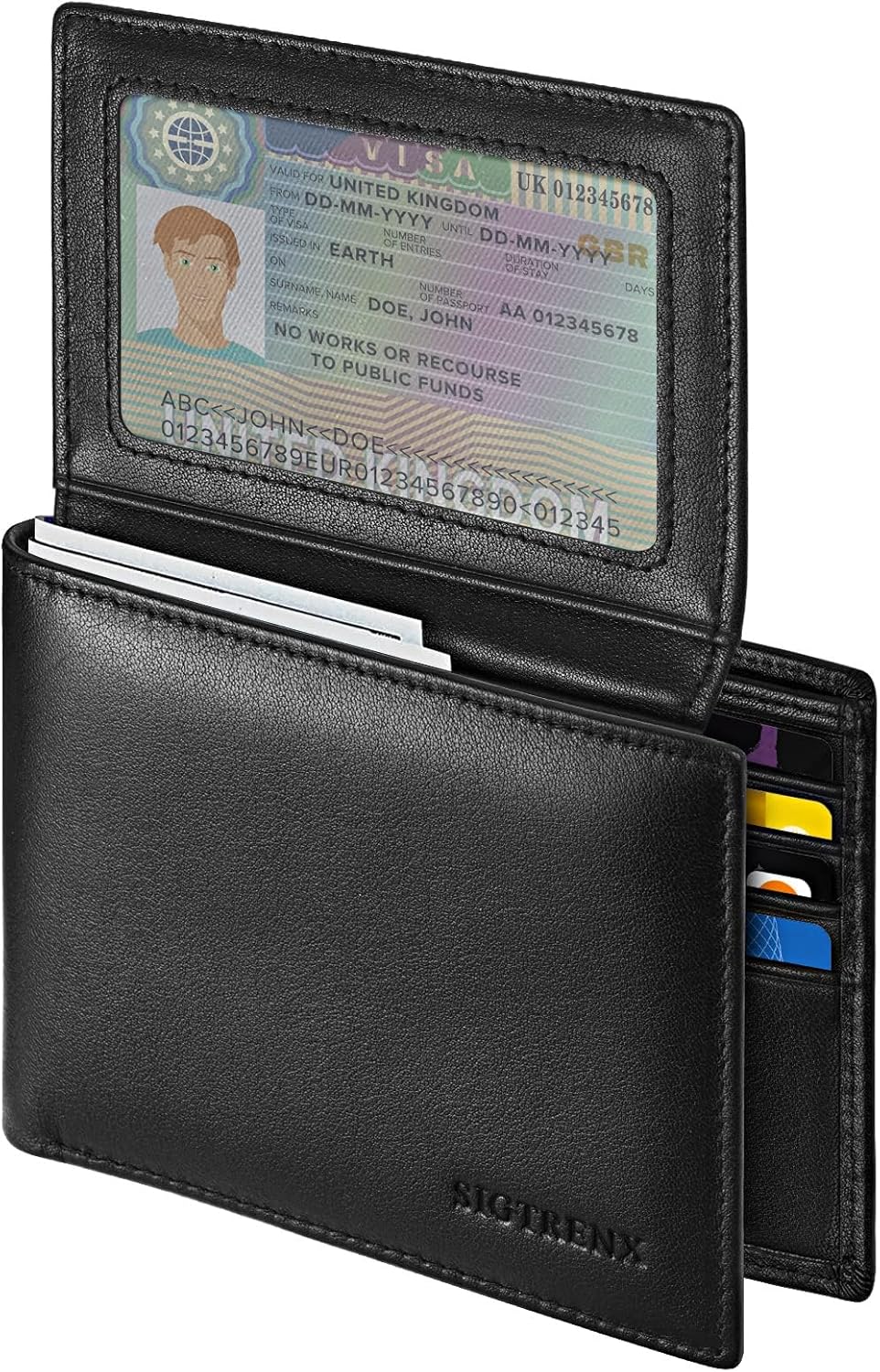 Leather Wallets for Men, Genuine Leather Mens Wallets Bifold Rfid Blocking with 2 ID Windows - Image 2