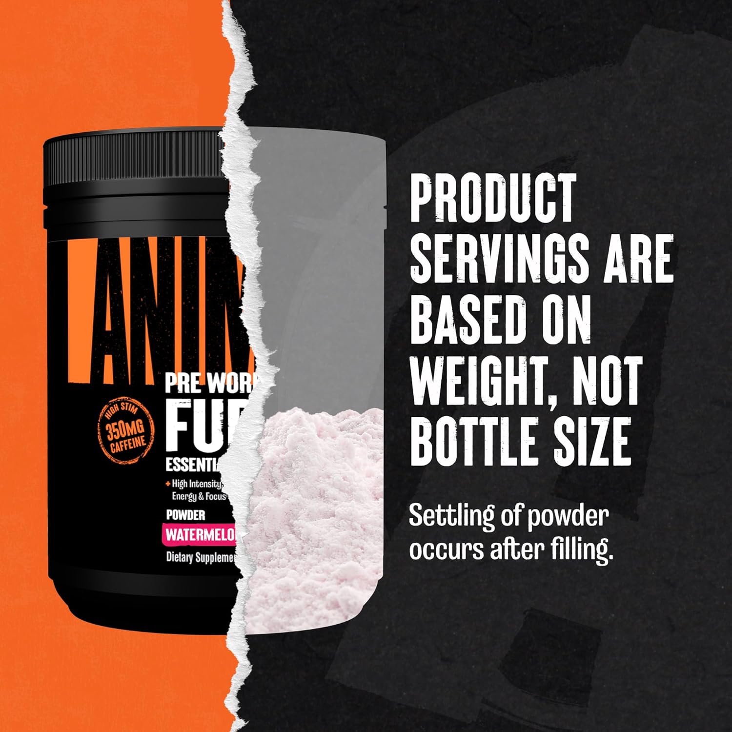 Animal Fury Pre Workout Powder - Energy and Focus Supplement with 5g BCAA, 350mg Caffeine Nitric Oxide Booster with Beta-Alanine, Preworkout for Men and Women, Watermelon Flavor, 30 Servings - Image 3