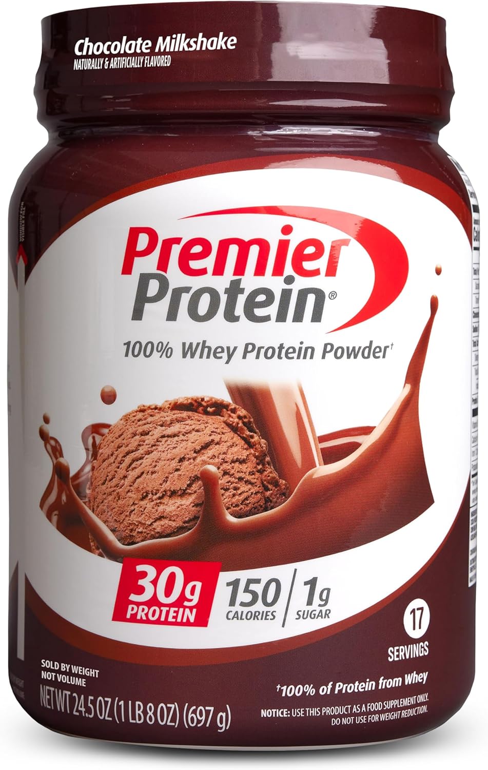 Premier Protein Powder, Chocolate Milkshake, 30g Protein, 1g Sugar, 100% Whey Protein, Keto Friendly, No Soy Ingredients, Gluten Free, 17 Servings, 24.5 Ounce (Pack of 1) - Image 2