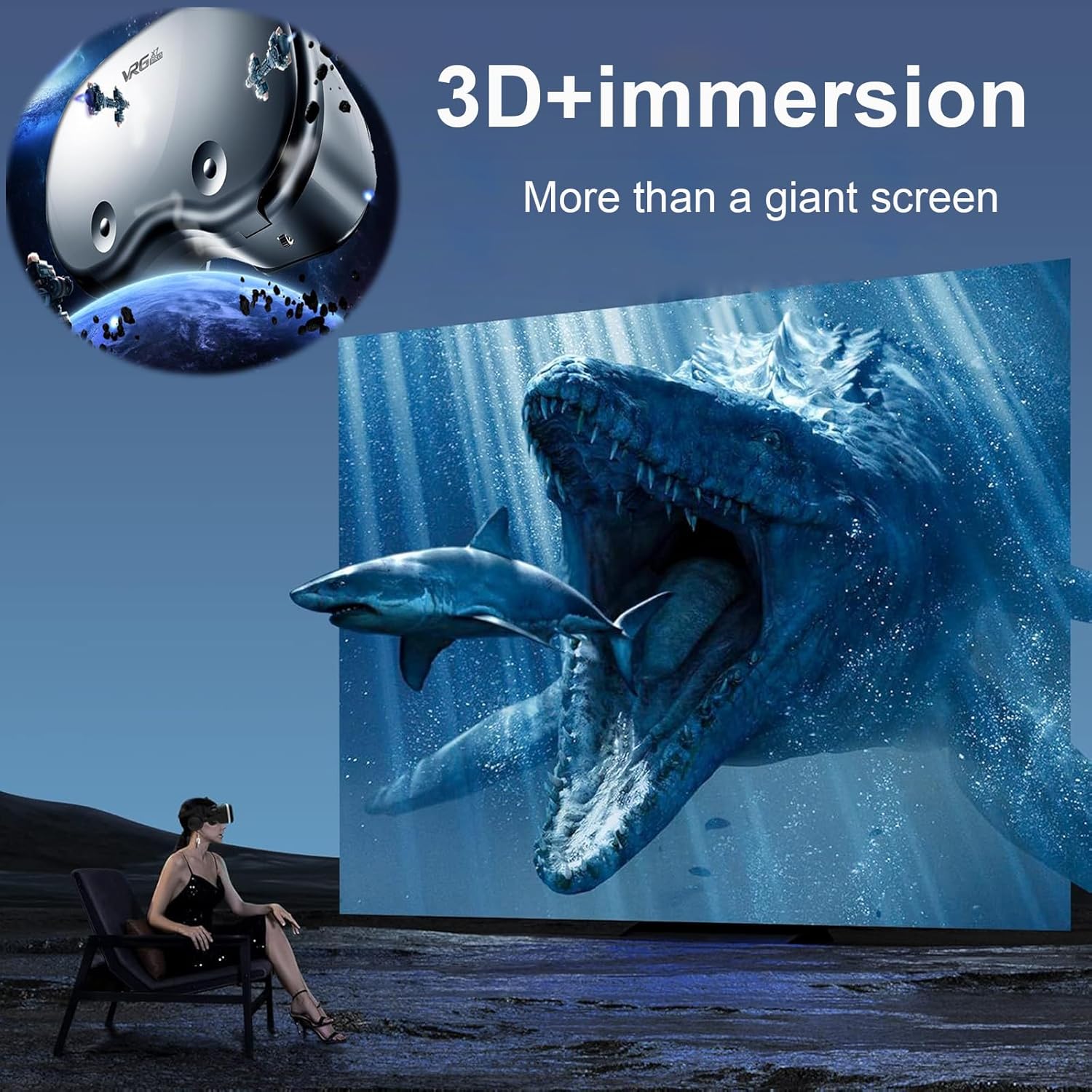 3D VR Headset, Virtual Reality 3D Glasses Anti-Blue Light Headset with Controller, for iPhone or Android Compatible 5-7 inch, for Mobile Games & Movies - Image 8