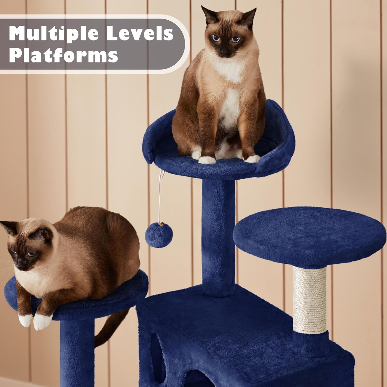 Yaheetech 54in Cat Tree Tower Condo Furniture Scratch Post for Kittens Pet House Play - Image 6
