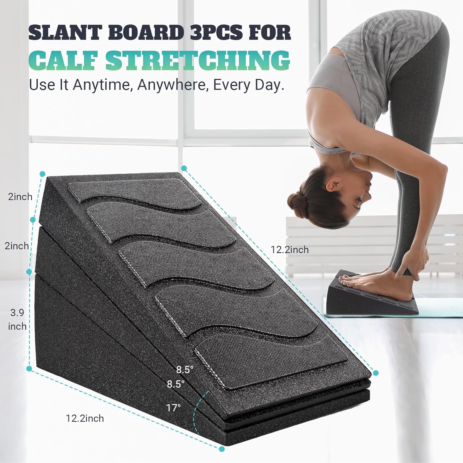 Slant Board for Calf Stretching, 5 Adjustable Angles Incline Board for Squat Wedge, 480 lbs Weight Capacity Calf Stretch Yoga Foam Wedge for Exercise, Squat, Ankle Mobility & Physical Therapy - Image 6
