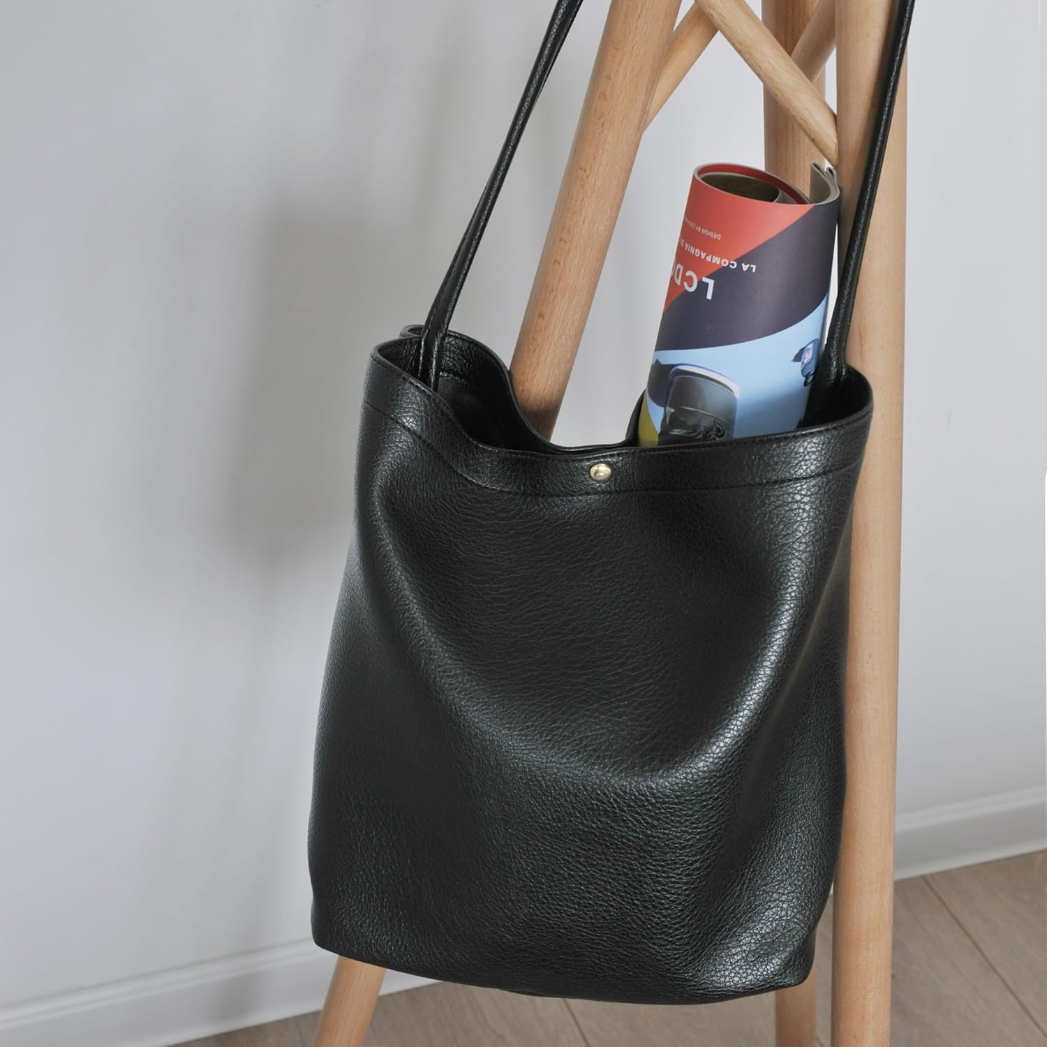 Hobo Bags for Women Vegan Leather Bucket Bags Minimalist Shoulder Handbag - Image 4