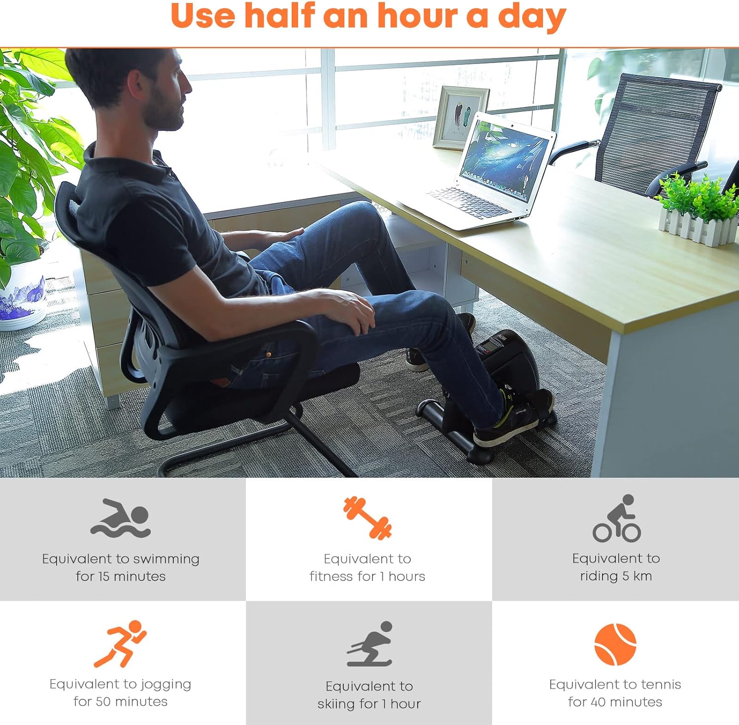 Mini Exercise Bike, AGM Under Desk Bike Pedal Exerciser Foot Cycle Arm & Leg Pedal Exerciser with LCD Screen Displays - Image 8