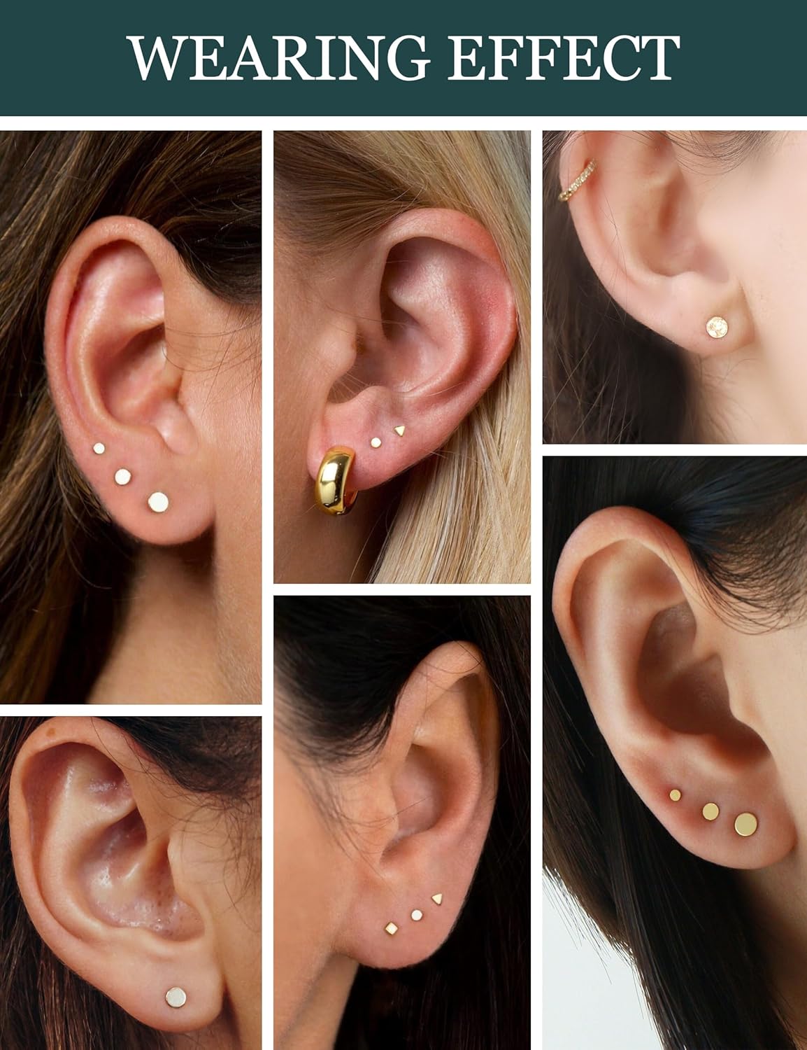 3 Pairs 14k Gold Stud Earrings for Women Hypoallergenic 925 Sterling Silver Post Dainty Silver Cartilage Tragus Earrings Stacks Set Trendy Small Diamond Heart Multiple Piercing Jewelry for Men - Image 4