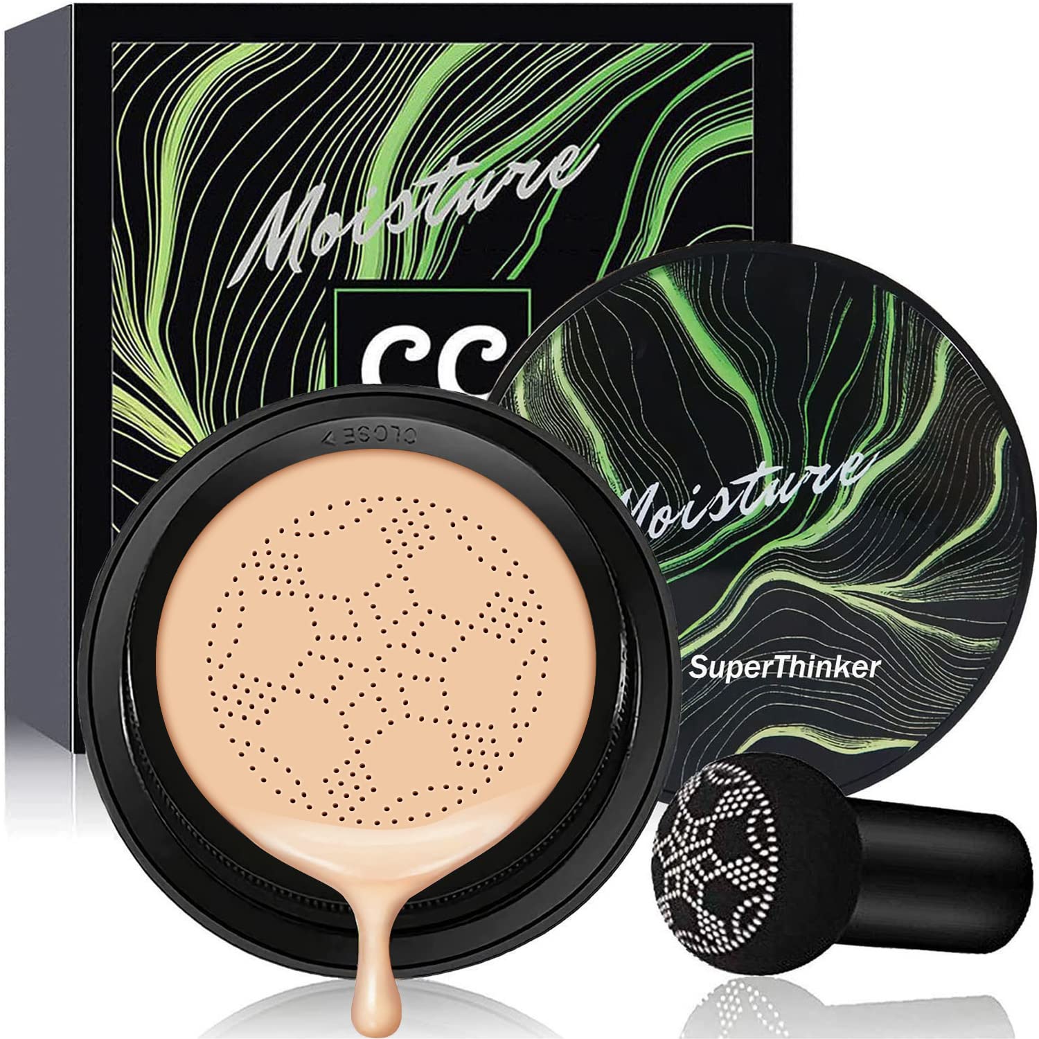 Air Cushion CC Cream Mushroom Head Foundation, Moisturizing BB Cream Makeup Long Lasting Matte Concealer (Natural) - Image 2