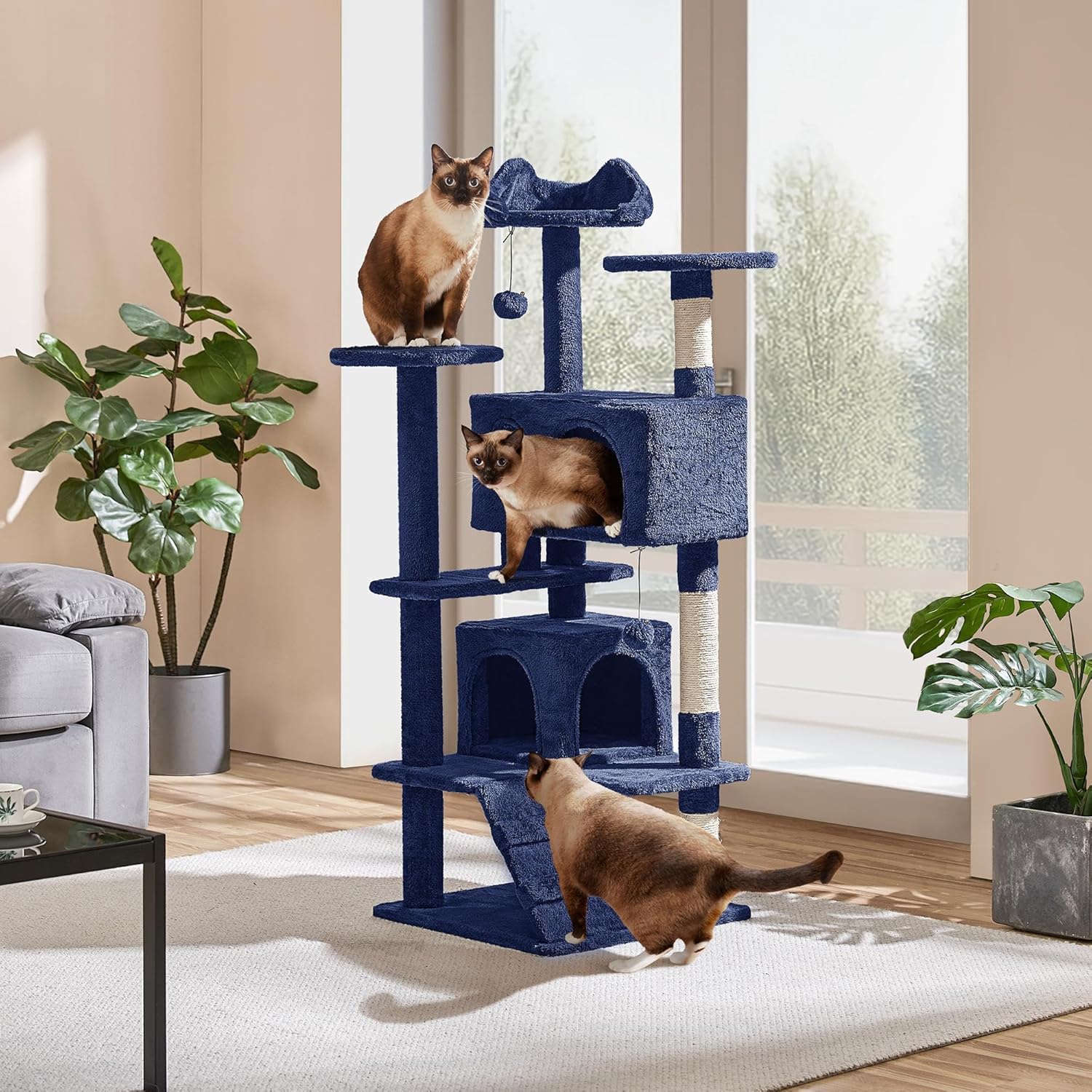 Yaheetech 54in Cat Tree Tower Condo Furniture Scratch Post for Kittens Pet House Play - Image 3