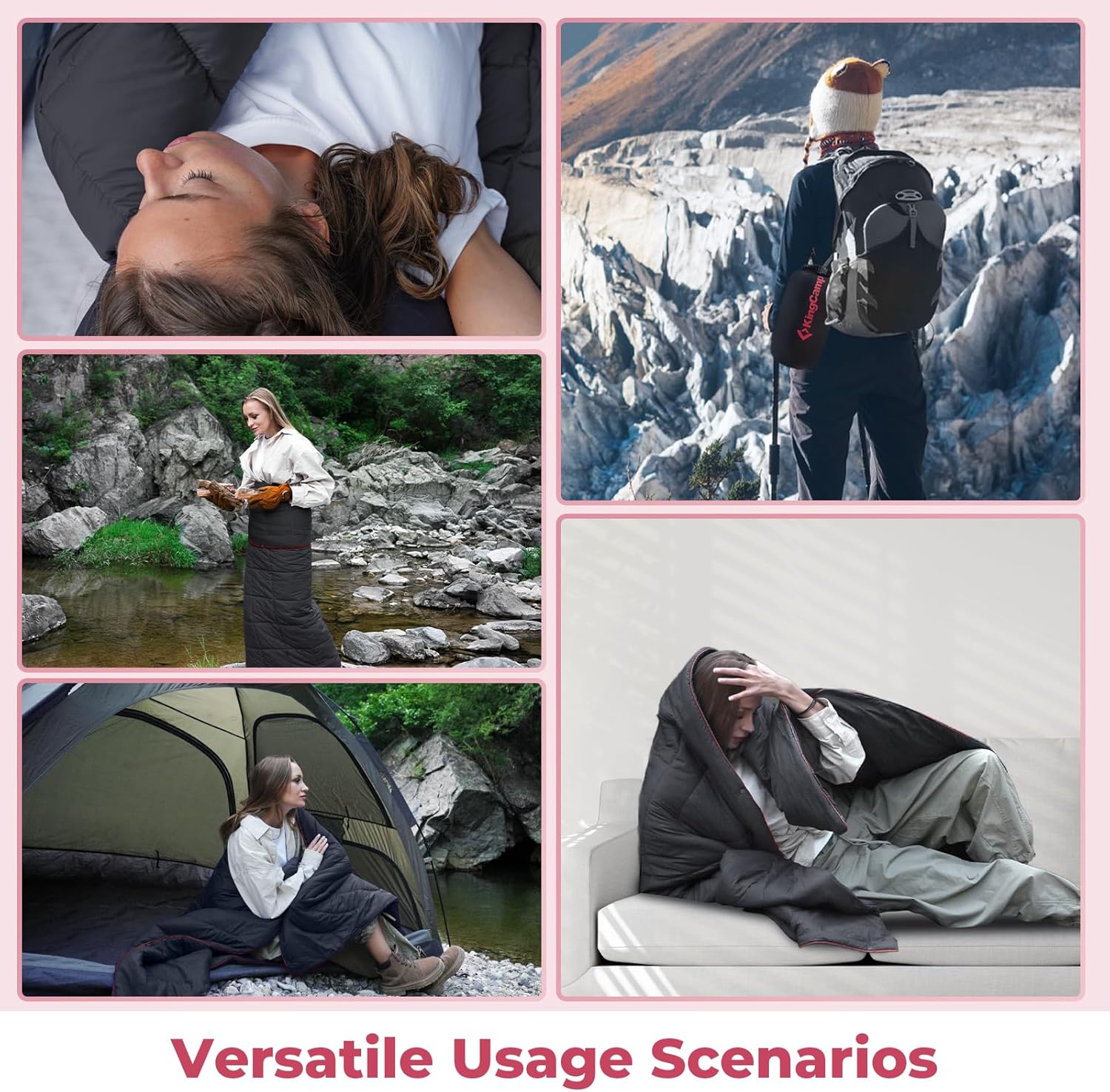 KingCamp Camping Blanket Lightweight, Multifunctional Warm Puffy Outdoor Blanket with Snap Button, Water Repellent, Backpacking Quilt for Travel, Airplane, Hiking, Picnic - Image 8