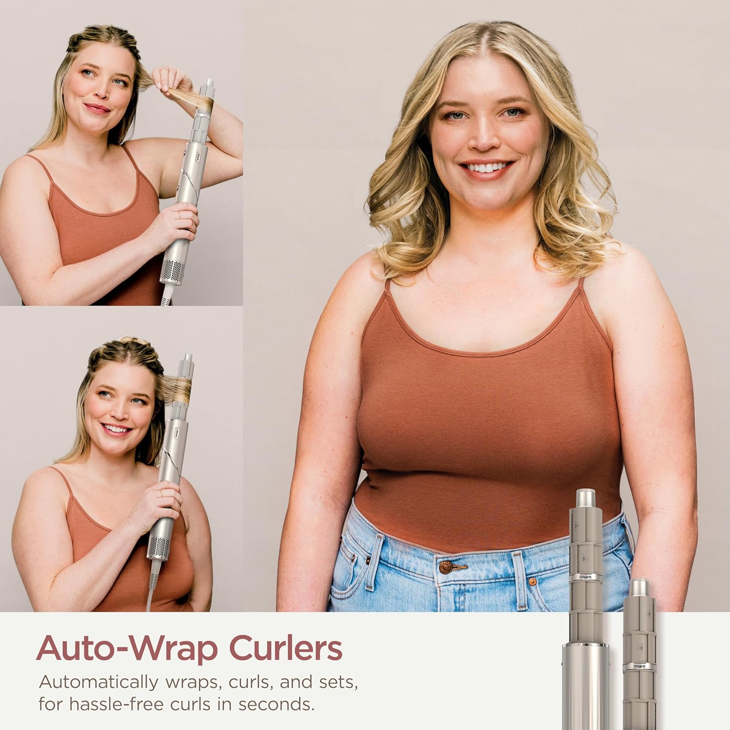 Shark HD430 FlexStyle Air Styling & Drying System, Powerful Hair Dryer Brush & Multi-Styler with Auto-Wrap Curlers, Paddle Brush, Oval Brush, Concentrator Attachment, Stone - Image 9