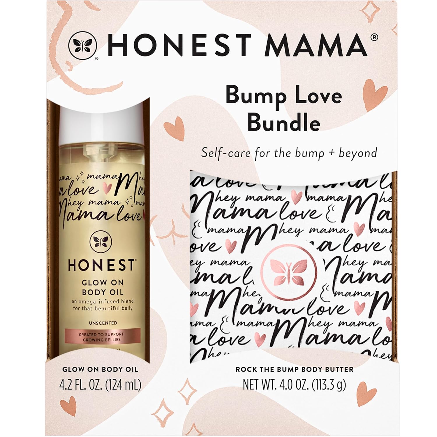 The Honest Company Honest Mama Body + Belly Bump Love Bundle | Moisturizing, Plant-Based Oil + Stretch Mark Butter Cream - Image 2
