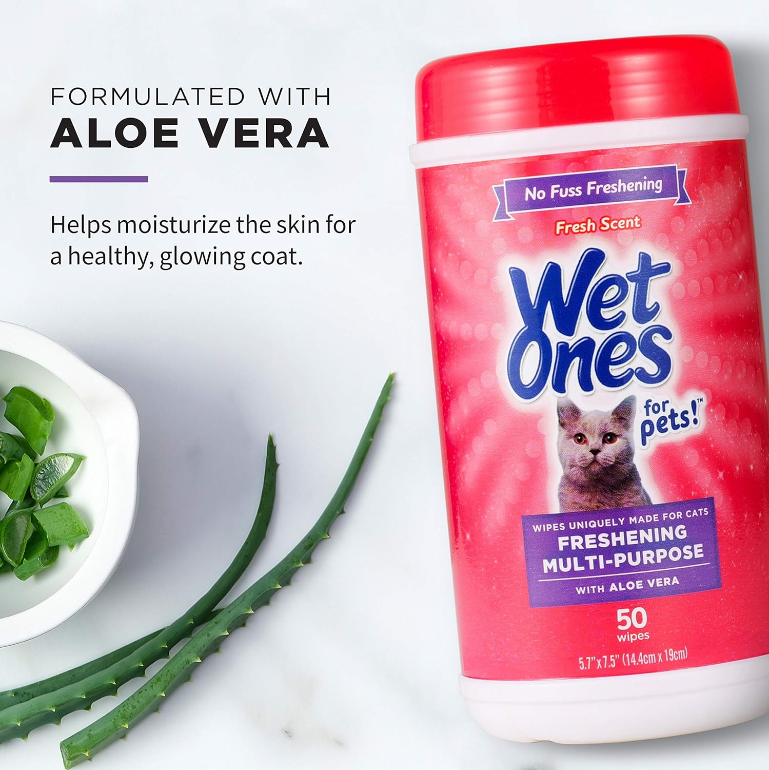 Wet Ones for Pets Cat Cleaning Wipes - Fresh Scent Cat Grooming Wipes with Aloe Vera - Safe Cat Hygiene Supplies - Cat Fur Cleaner - Cat Dander Wipes - Kitten Wipes - Pet Cleaning Supplies - 50 Count - Image 4