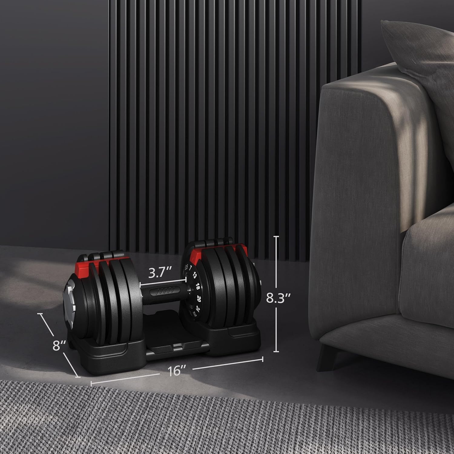 Yaheetech Adjustable Dumbbell Set 28/40/52.5/90LBS Adjustable Dumbbells Fast Adjust Dumbbell Weight Set with Anti-Slip Handle and Tray for Men/Women Home Gym Strength Training Equipment Single/Pair - Image 6