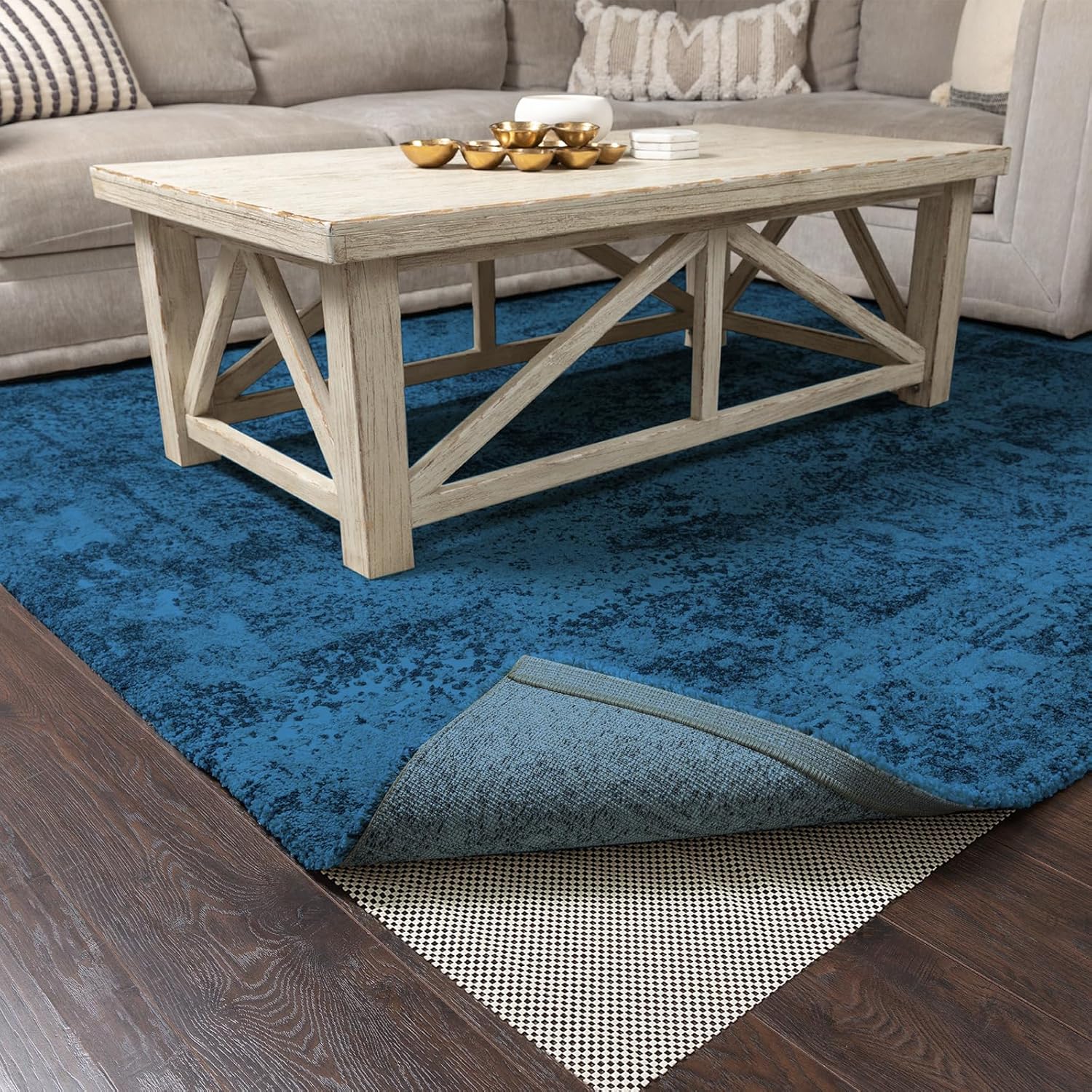 Veken 8x10 Ft Rug Pad Gripper for Hardwood Floors, Non Slip Rug Pads for Area Rugs, Thick Rug Grippers for Tile Floors, Under Carpet Anti Skid Mat, Keep Your Rugs Safe and in Place - Image 7