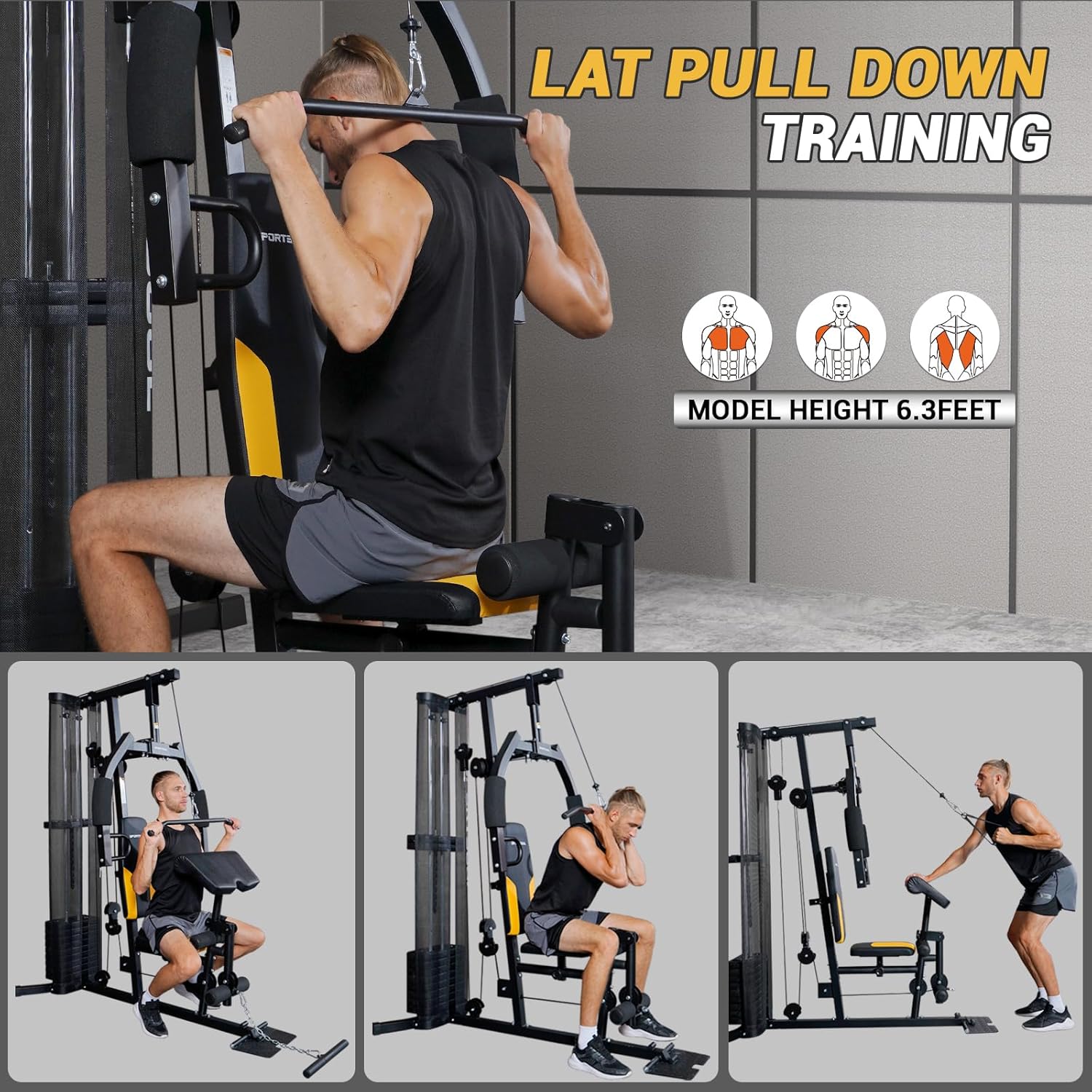 Home Gym Multifunctional Home Gym Equipment, 6 Workout Stations with 125LBS Weight Stack, Home Gym System for Full Body Training, Total Gym Exercise and Training Equipment with Pulley System - Image 9