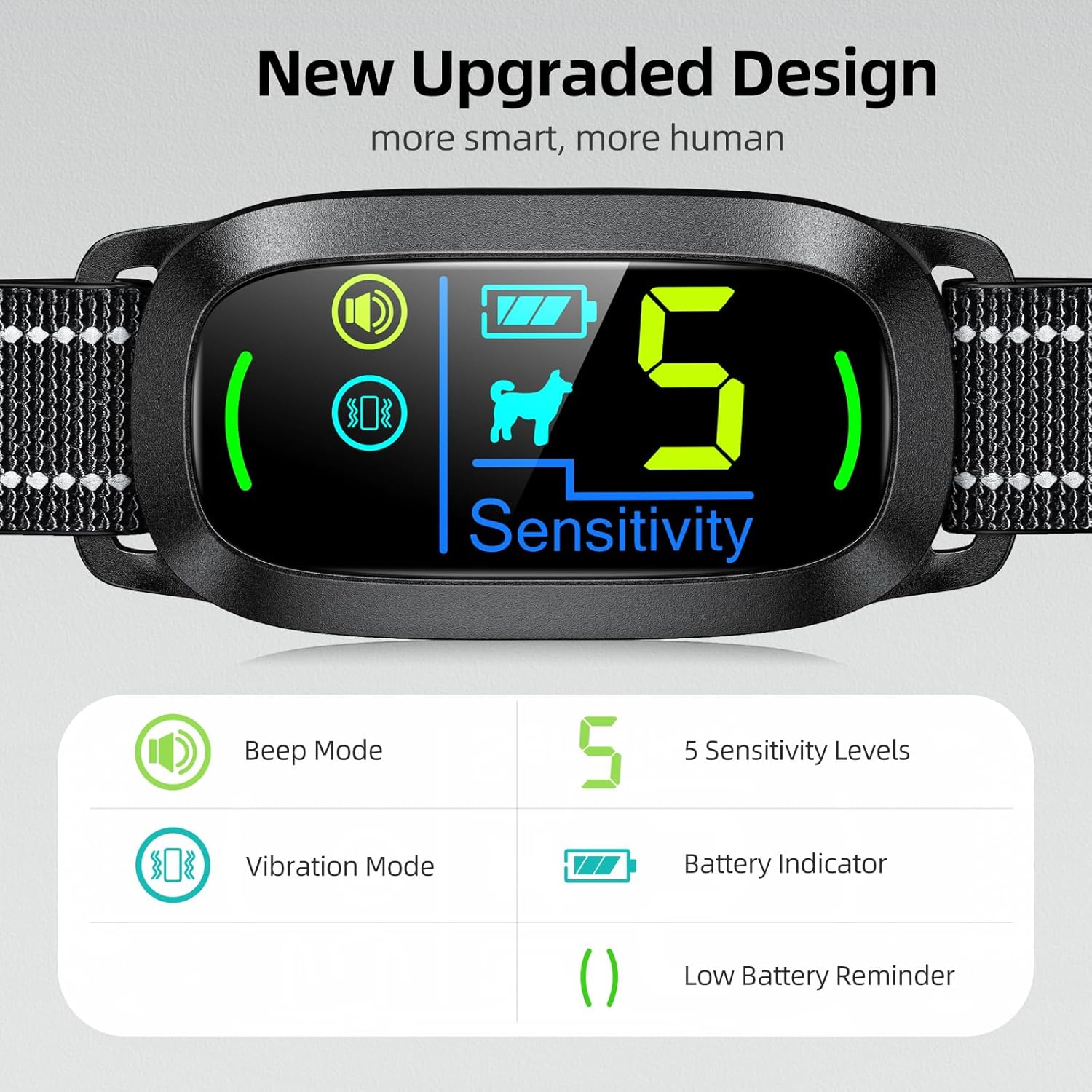 Dog Bark Collar for Large Medium Small Dogs, Rechargeable Smart Bark Collar, Anti Barking Training Collar with 5 Adjustable Sensitivity Beep Vibration (Black) - Image 3