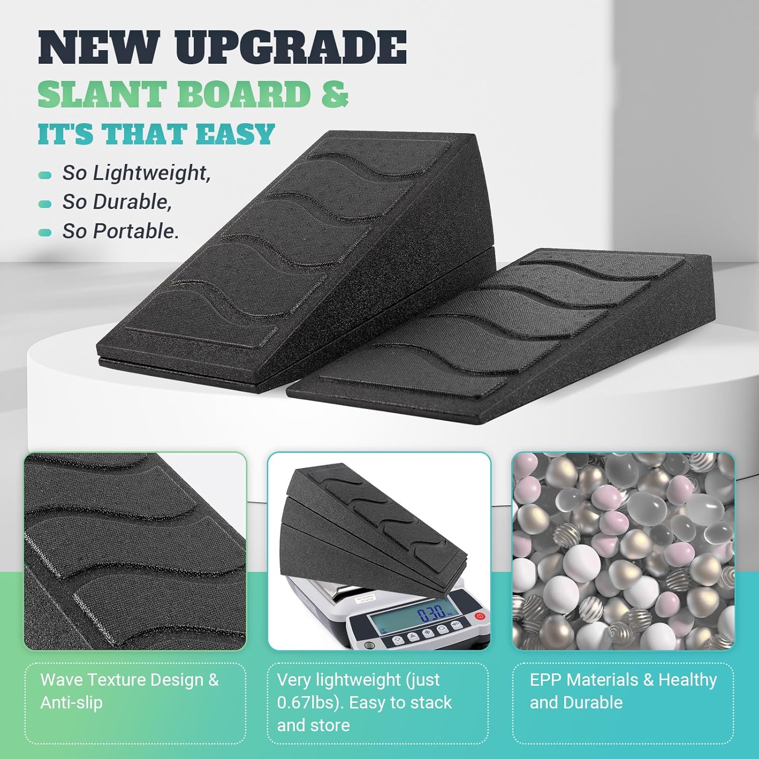 Slant Board for Calf Stretching, 5 Adjustable Angles Incline Board for Squat Wedge, 480 lbs Weight Capacity Calf Stretch Yoga Foam Wedge for Exercise, Squat, Ankle Mobility & Physical Therapy - Image 3