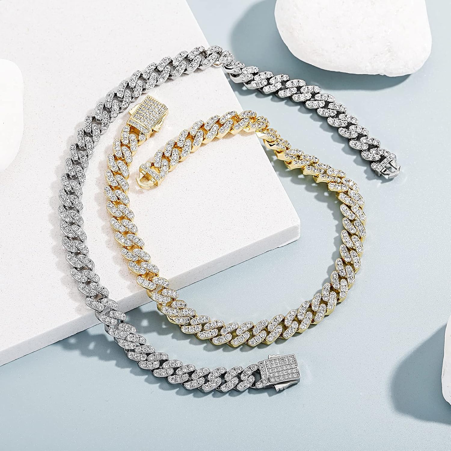 TOPGRILLZ Gold Anklets for Women Cuban Link Anklets Iced out Faux Diamond Chunky Ankle Bracelets 8mm 14K Gold Silver Plated Minimalist Fashion Foot Jewelry - Image 5