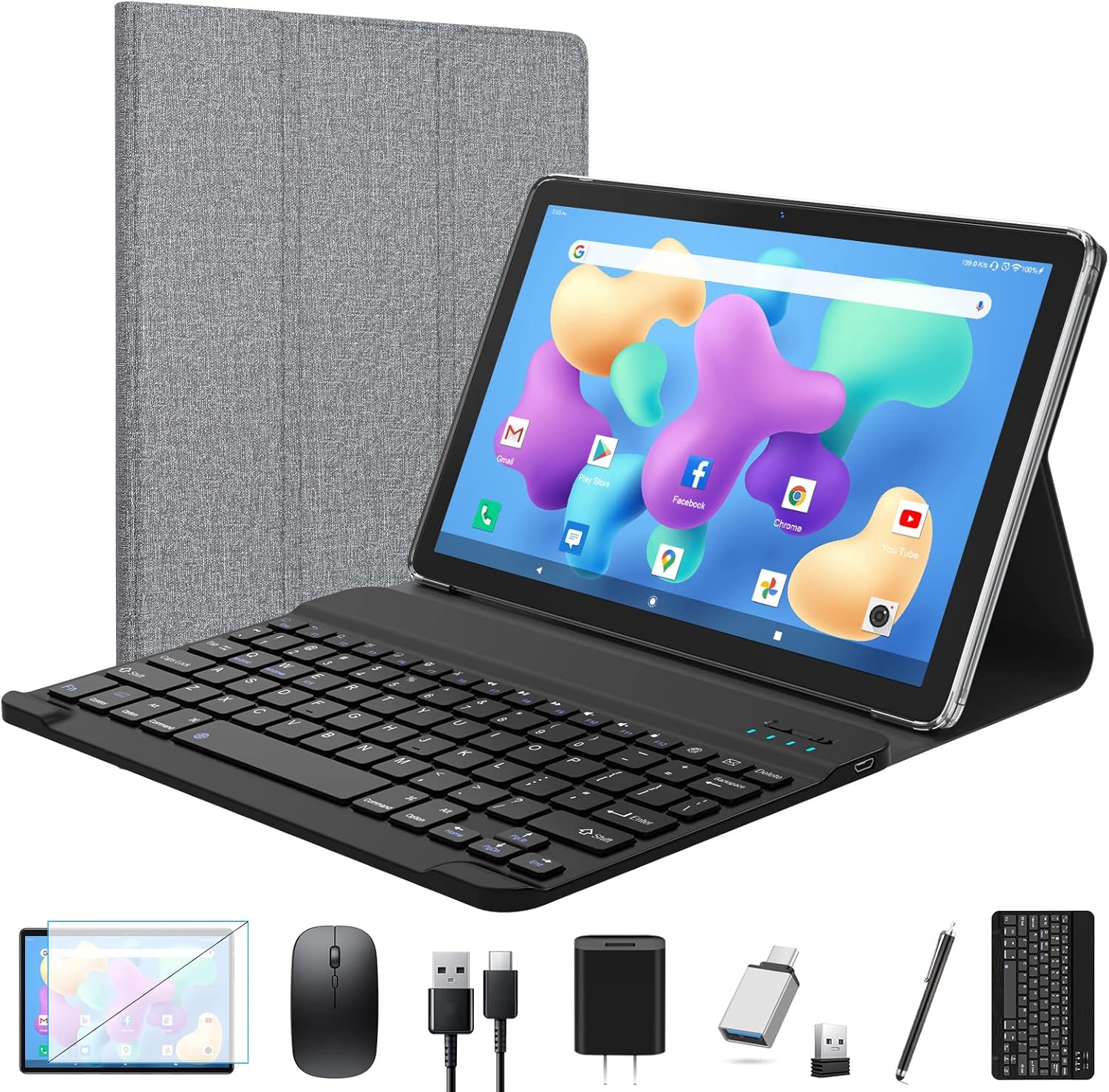 Tablet 2025 Latest Android Tablet 10 inch, Octa-Core 5G WiFi Tablet with Keyboard, 128GB + 8GB + 1TB Expandable Storage, Large Touch-Screen Tablet, 13MP Dual Camera/Bluetooth/GPS/HD Display/Mouse/Case - Image 2