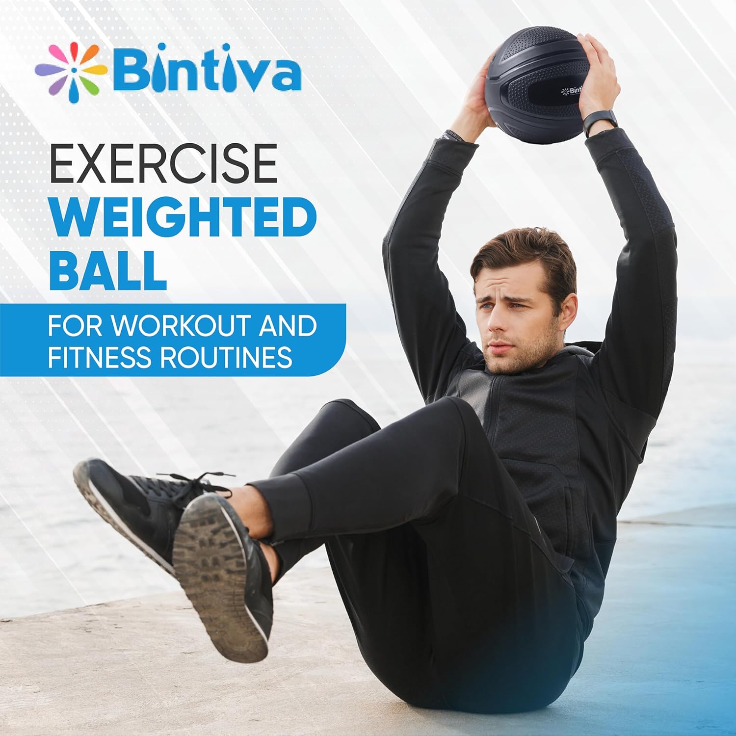 bintiva Non Bounce Slam Ball - Exercise Weighted Deadball for Workout and Fitness Routines - Medicine Dead Weight Ball - Image 3