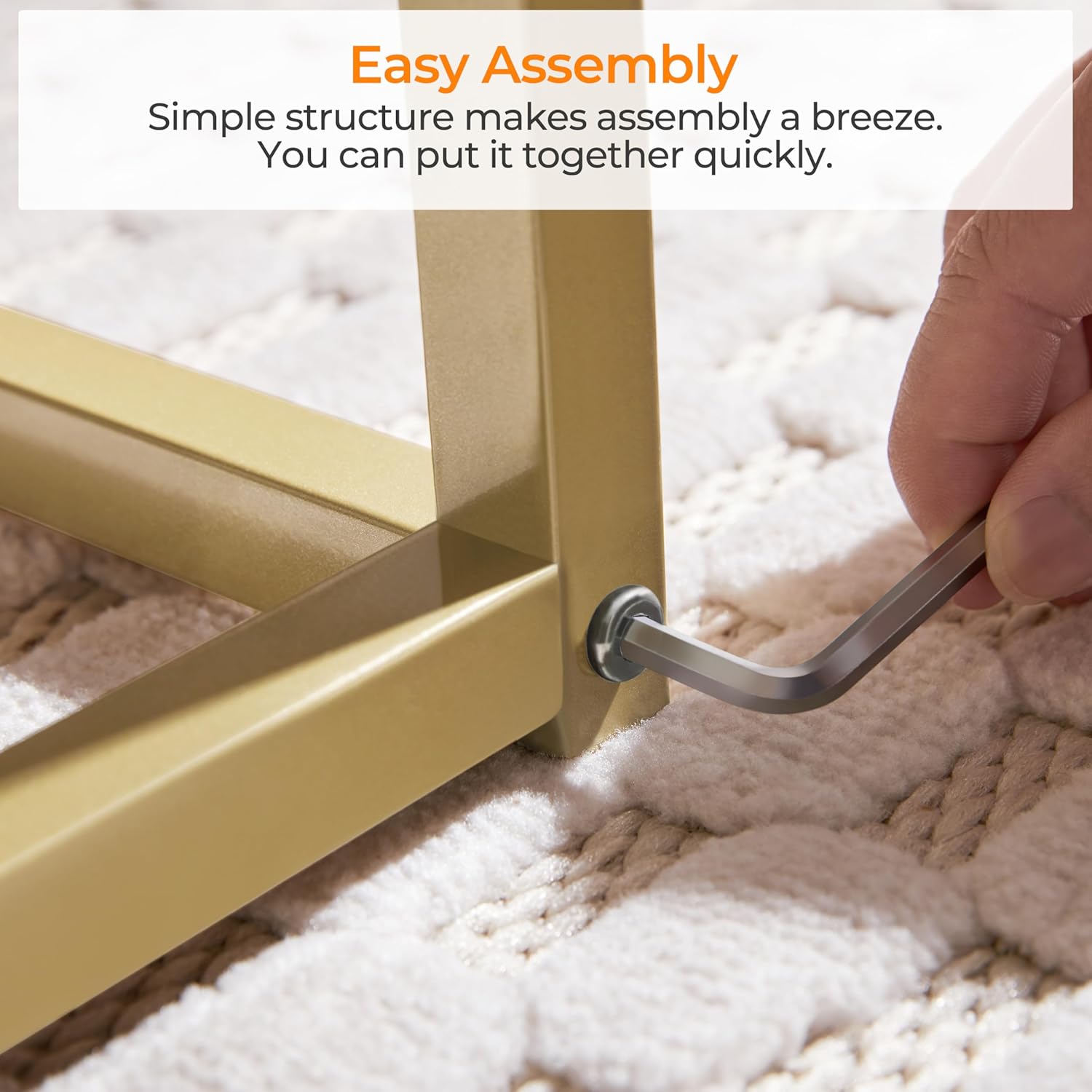 Yaheetech Gold Coffee Table, 42" Rectangular Glass Coffee Table for Living Room, 2-Tier Center Tea Tables with Metal Frame for Small Space, Apartment, Office - Image 10