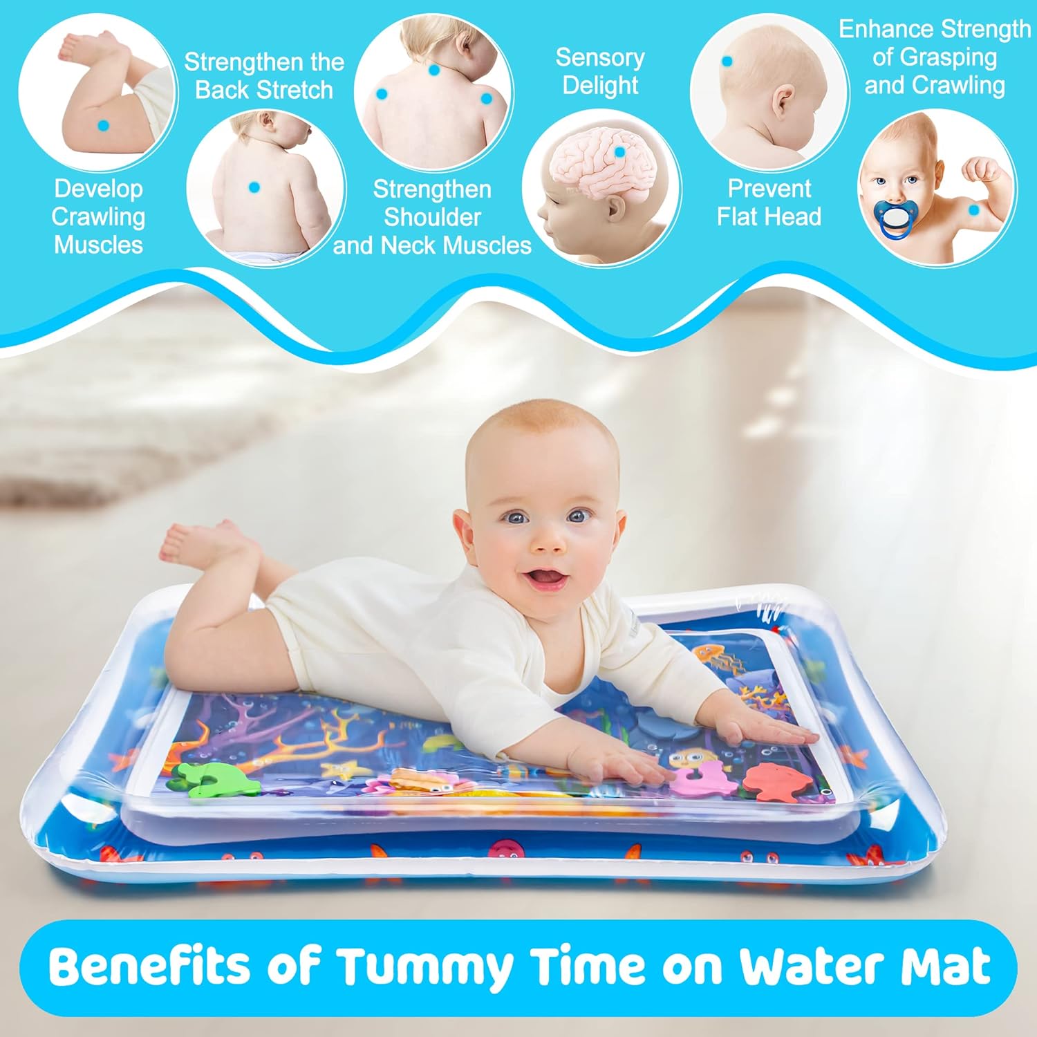 Tummy Time Water Mat丨Inflatable Tummy Time Water Play Mat for Babies, Infants and Toddlers 3 to 12 Months Promote Development Toys Baby Gifts - Image 4