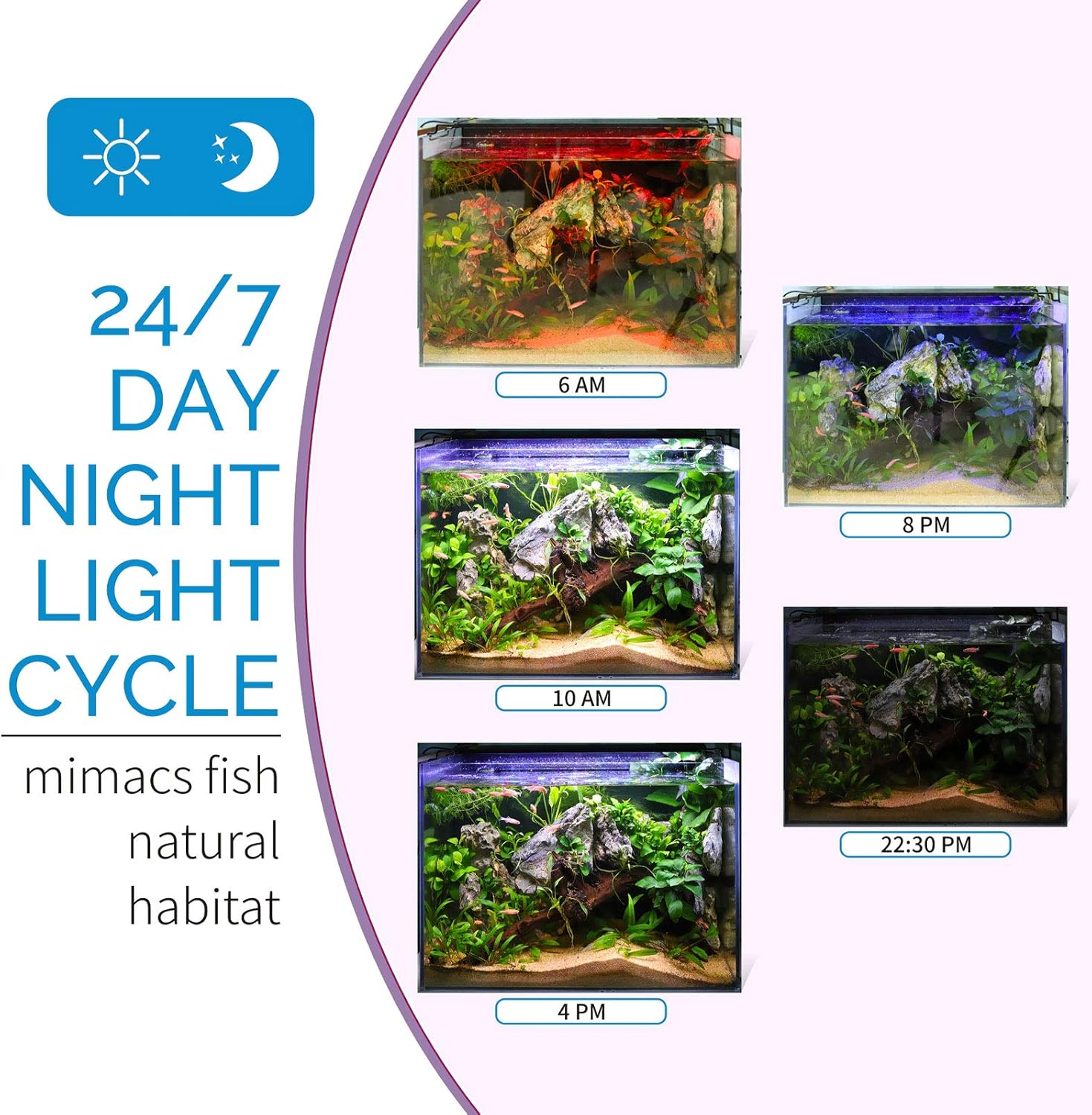 hygger Advanced LED Aquarium Light with Timer, 24/7 Lighting Cycle & DIY Mode, Full Spectrum Fish Tank Light for 48-54 in Freshwater Planted Tank - Image 6