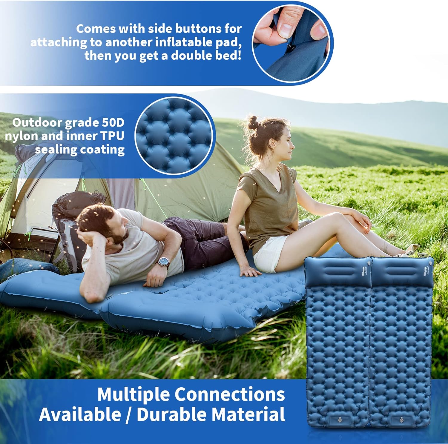 HiiPeak Sleeping Pad for Camping- Ultralight Inflatable Sleeping Mat with Built-in Foot Pump, Upgraded Durable Compact Camping Air Mattress for Camping, Backpacking, Hiking - Image 5