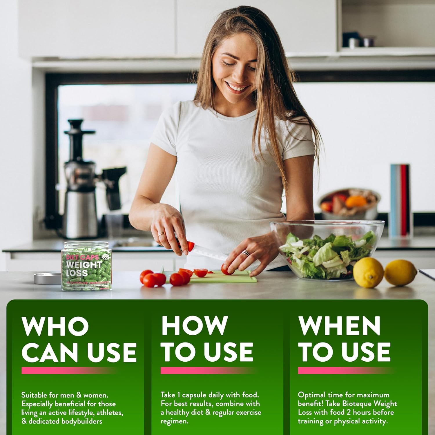 Bioteque Lab Weight Loss Diet Capsules, Natural Appetite Suppressant, Day & Night Fat Burner for Women & Men with Apple Cider, Green Coffee Bean Extract, Metabolism Booster Supplement - 60 Pills - Image 7